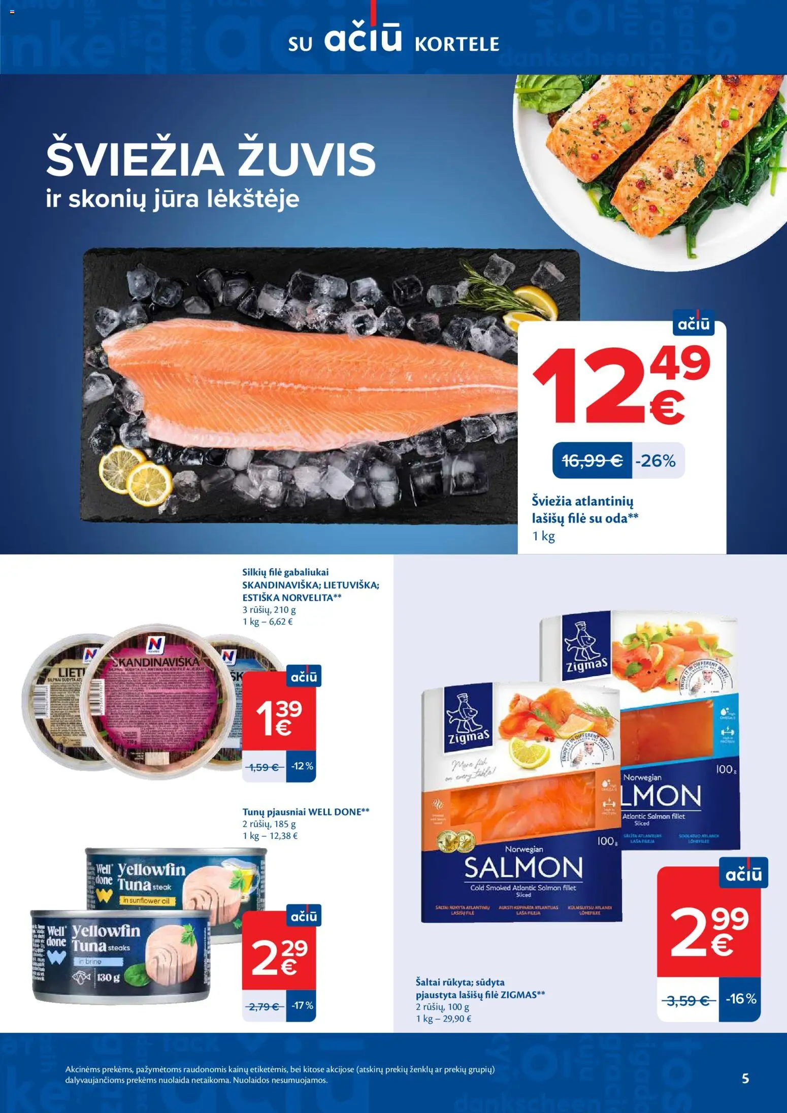 MAXIMA akcijos nuo 10.03.2026 | Puslapis: 5 | Prekių: Silkių filė, Lašišų filė, Žuvis