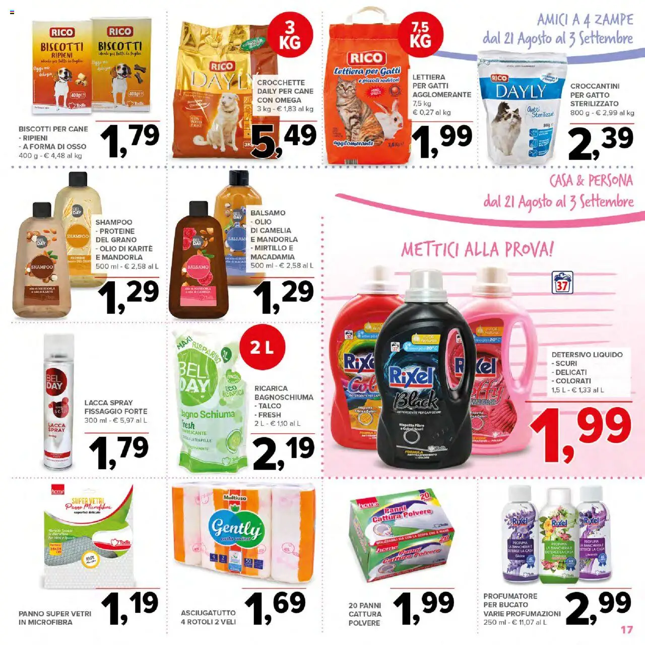 Volantino Todis del 21.08.2025 | Pagina: 17 | Prodotti: Pollo, Detergente, Talco, Olio