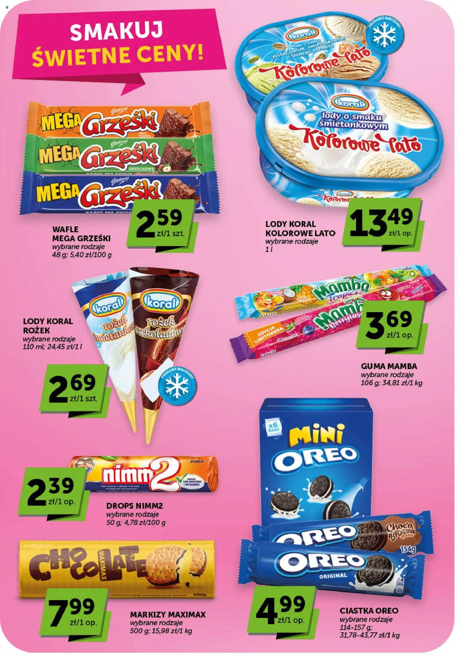 Euro Sklep gazetka - Minimarket od 23.04.2026 | Strona: 15 | Produkty: Wafle, Lody koral, Ciastka, Lody