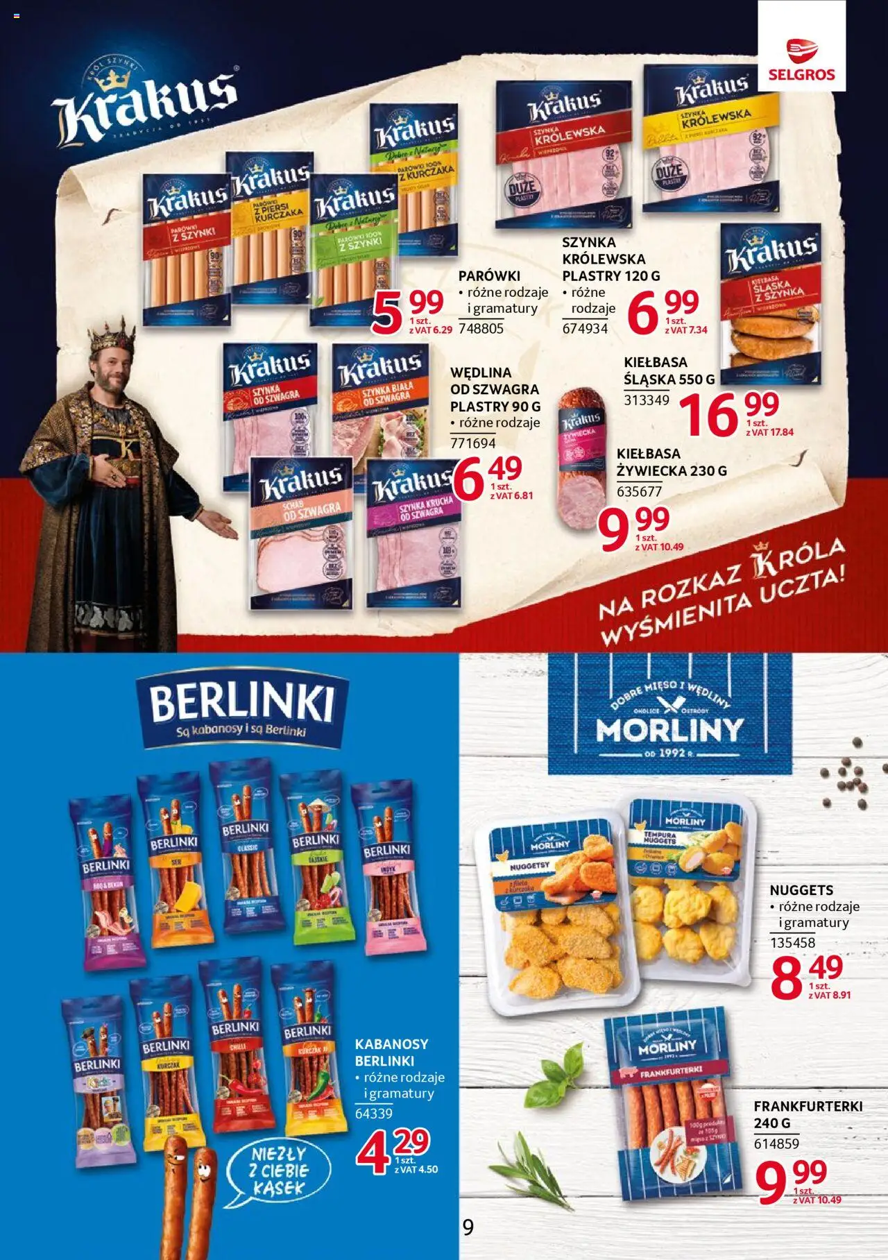 Selgros cash&carry Gazetka - Markowe produkty od 11.09.2025 | Strona: 9 | Produkty: Frankfurterki, Kabanosy, Wędliny, Nuggets
