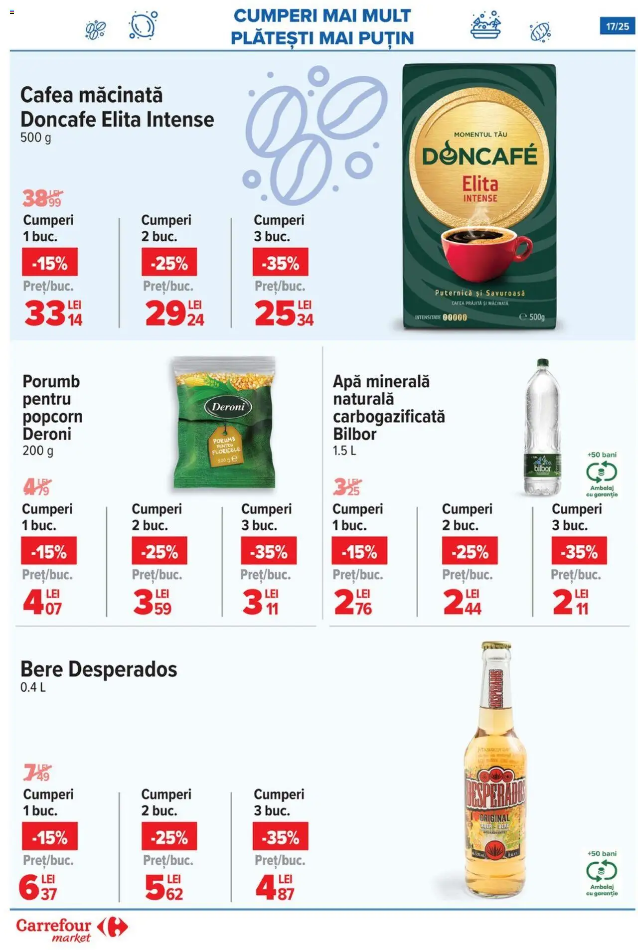 Noul catalog Carrefour – valabil de la 17.09.2025 | Pagină: 17 | Produse: Cafea, Bere, Porumb, Apă