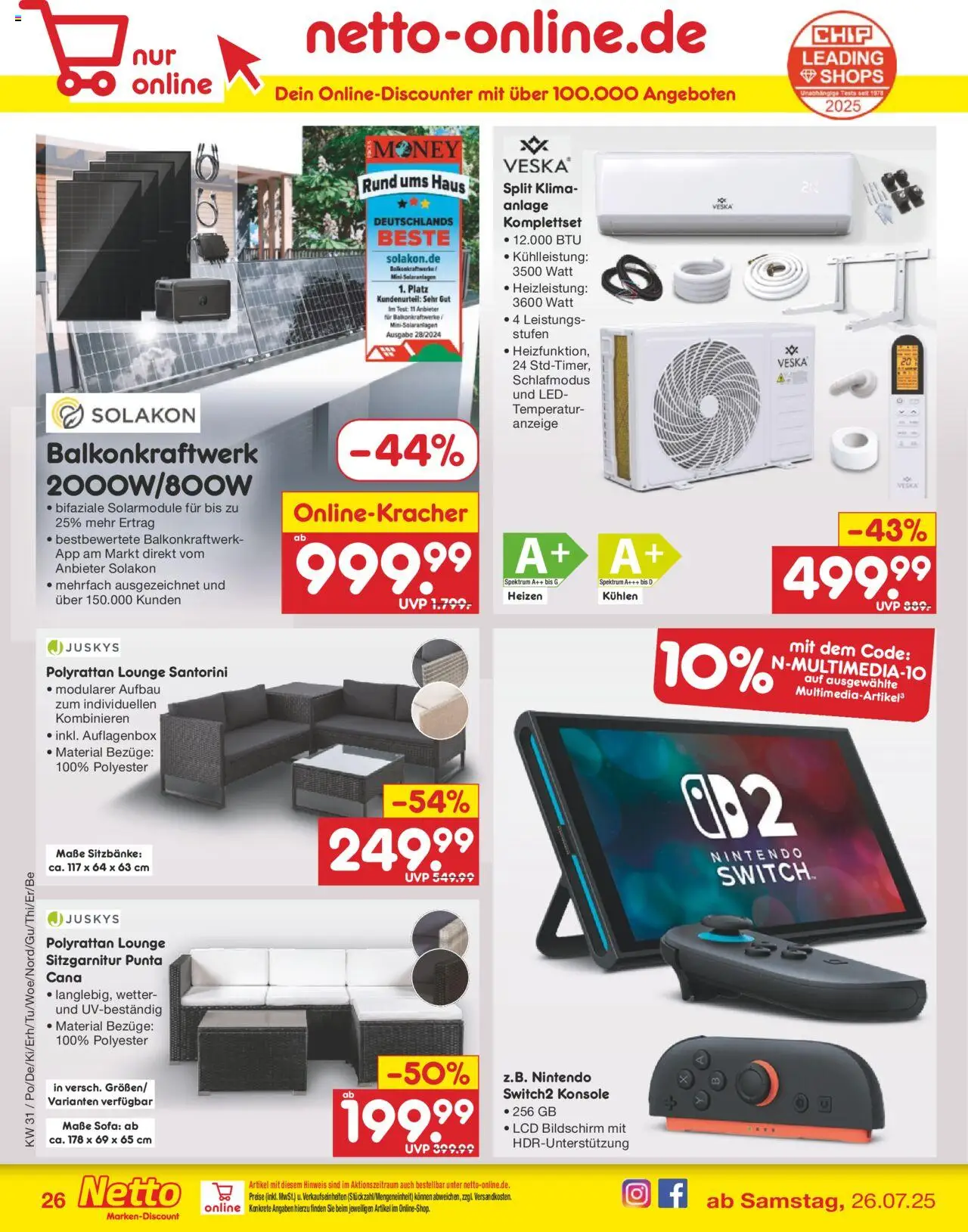 Netto Marken-Discount Prospekt 	 - gültig ab dem 28.07.2025 | Seite: 44 | Produkte: Sitzgarnitur, Sofa, Bildschirm