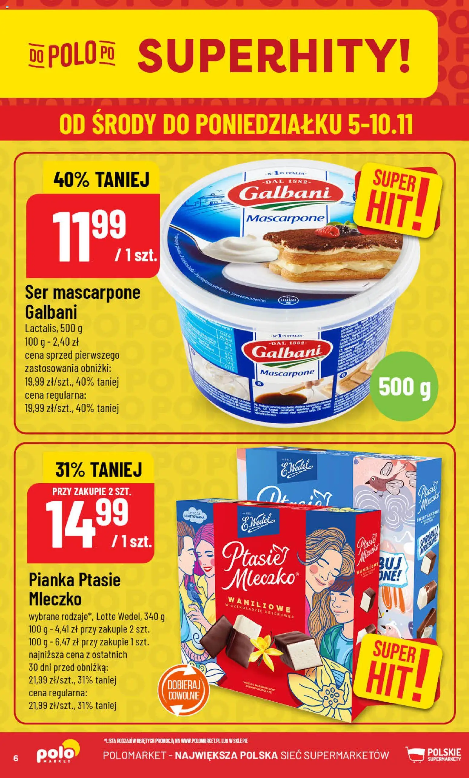 POLOmarket Gazetka od 05.11.2025 | Strona: 6 | Produkty: Mascarpone, Ser, Ser mascarpone
