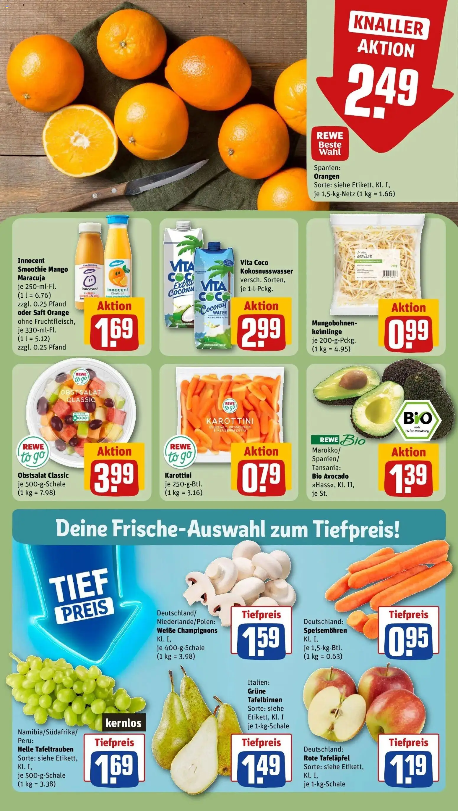Rewe prospekt Hannover	 – gültig ab 16.02.2026 | Seite: 8 | Produkte: Orangen, Avocado, Champignons, Mango