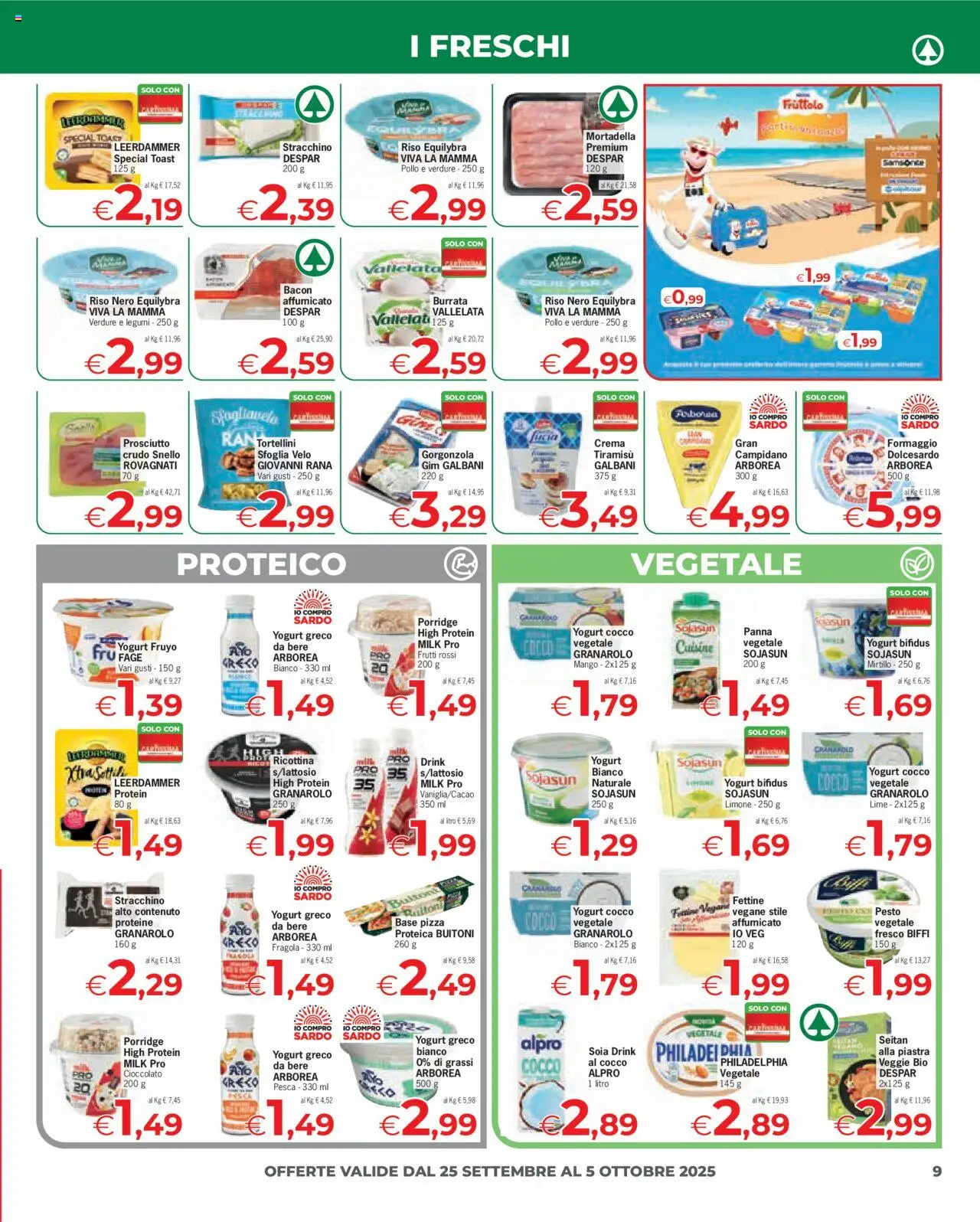Volantino Eurospar del 25.09.2025 | Pagina: 9 | Prodotti: Panna, Limone, Pesca, Burrata