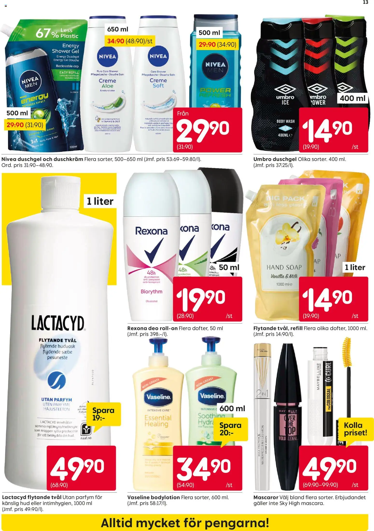 Rusta reklamblad aktuell från 23.02.2026 | Sida: 13 | Produkter: Vaseline, Parfym, Tvål, Duschkräm