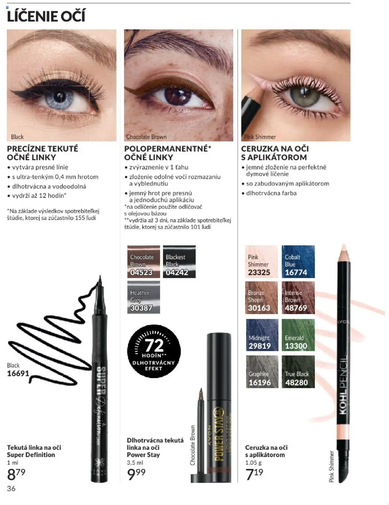 Katalóg Avon 2025 │ platný od 01.08.2025 | Strana: 36 | Produkty: Ceruzka na oči, Ceruzka, Odličovač