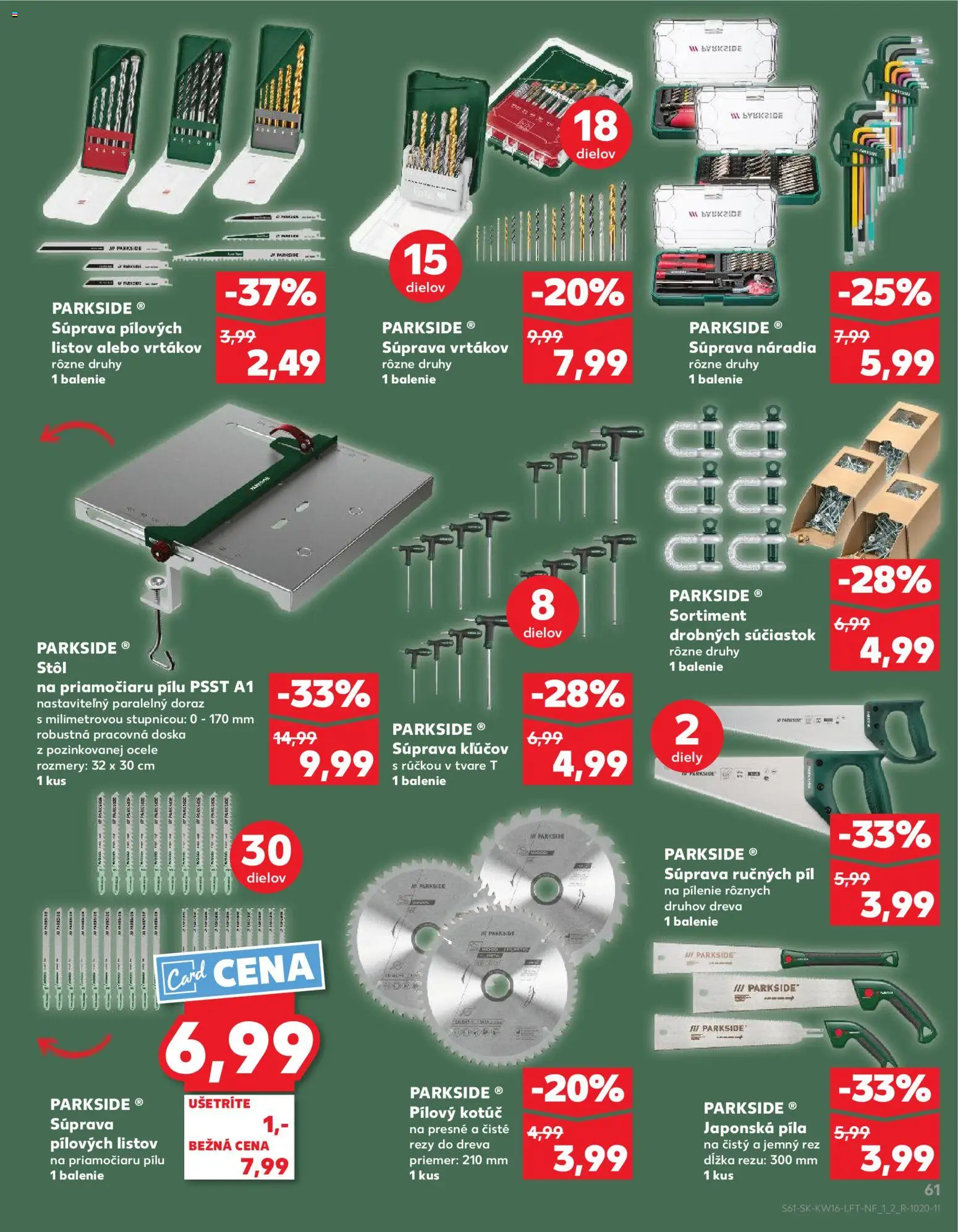Nové Kaufland akcie – leták je platný od 16.04.2026 | Strana: 61 | Produkty: Stôl, Píla, Pracovná doska, Parkside