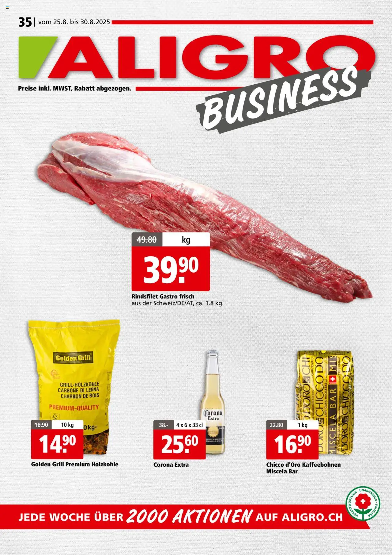 Aligro Aktionen Business Chavannes, Matran, Genf, Sitten ab 25.08.2025 | Seite: 1 | Produkte: Grill