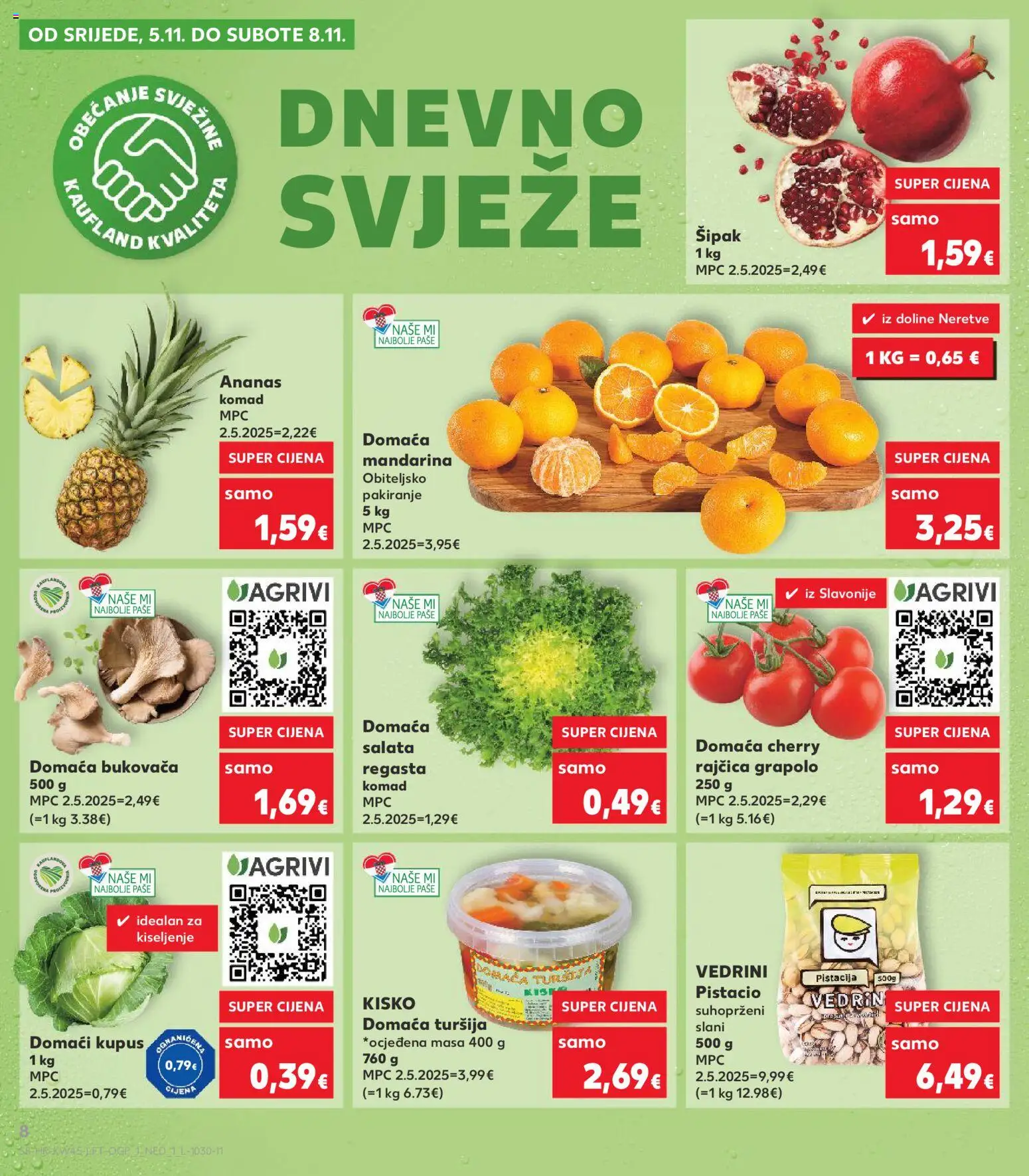 Kaufland katalog | vrijedi od 05.11.2025 | Stranica: 8 | Proizvodi: Mandarina, Ananas, Salata, Kupus