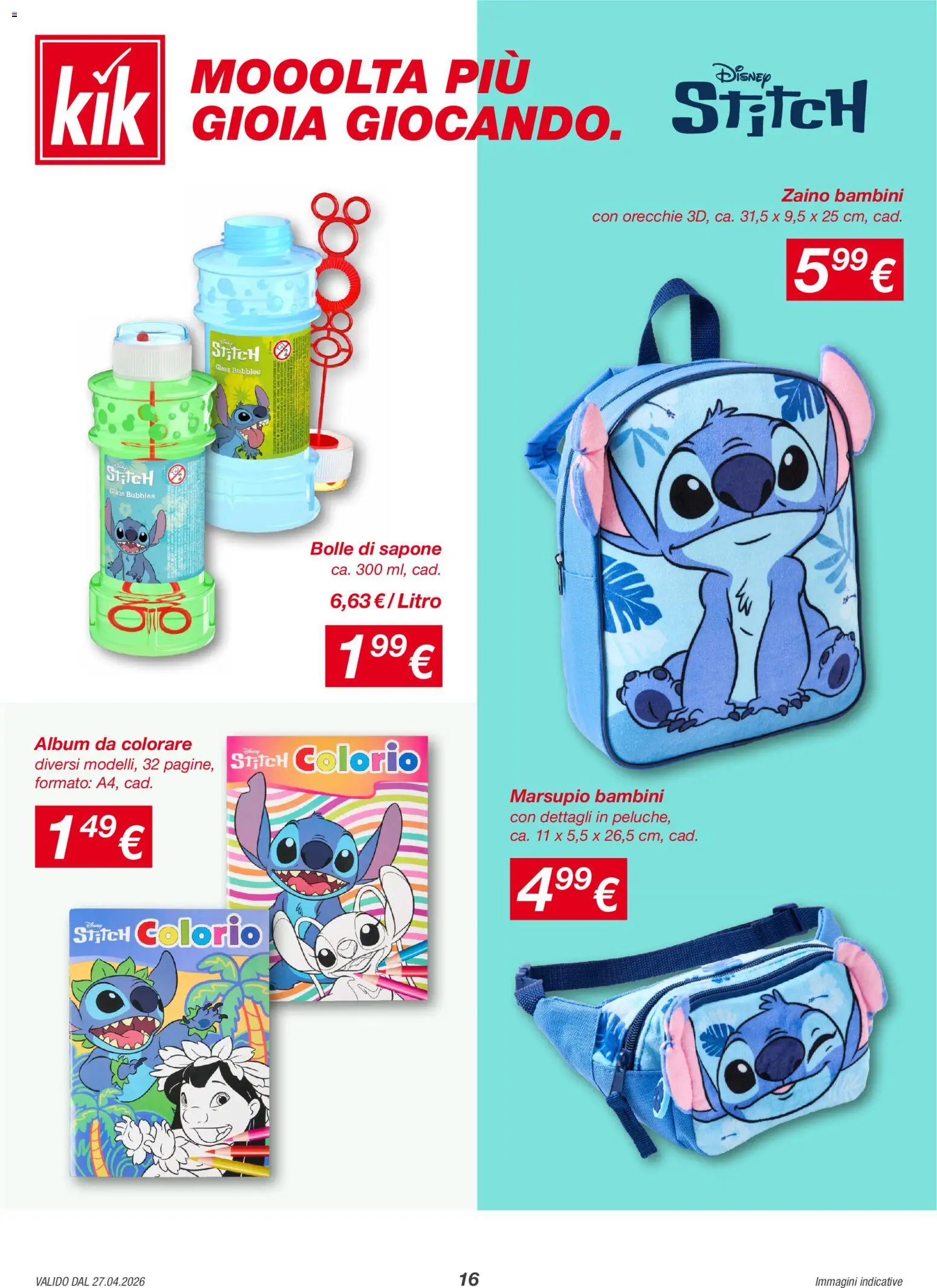 Volantino KiK del 27.04.2026 | Pagina: 16 | Prodotti: Sapone, Zaino