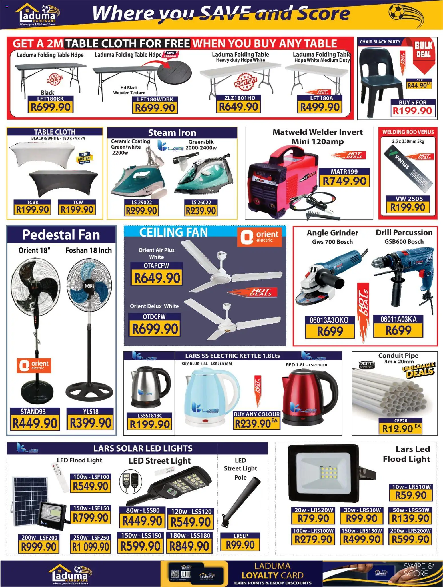 New Laduma Hardware catalogue – valid from 01.02.2026 | Page: 2 | Products: Pedestal, Kettle, Iron, Drill