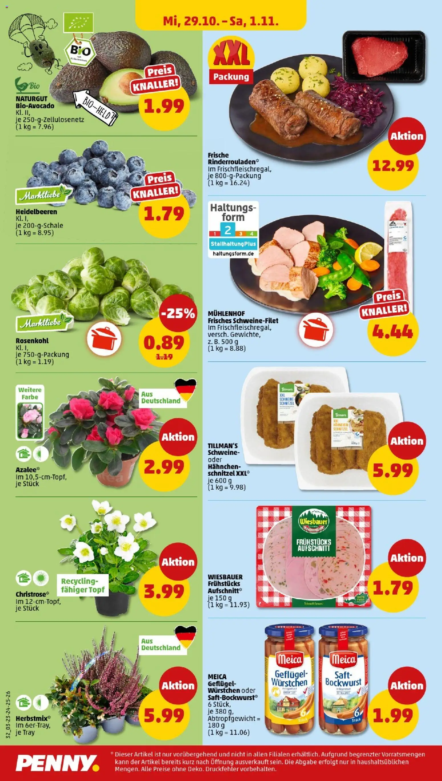 Penny - Hamburg  – gültig ab 27.10.2025 | Seite: 34 | Produkte: Bockwurst, Hahnchen, Schnitzel, Meica