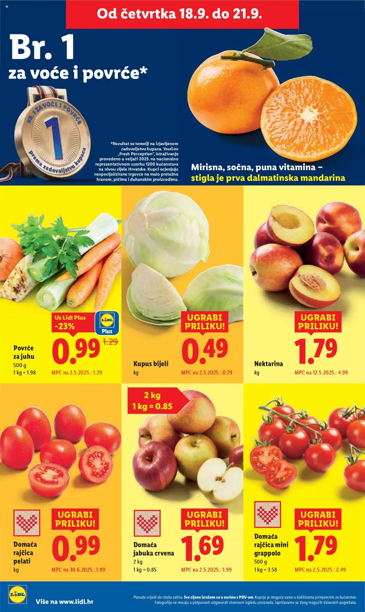 Lidl katalog | vrijedi od 15.09.2025 | Stranica: 68 | Proizvodi: Mandarina, Rajčice, Voće, Kupus