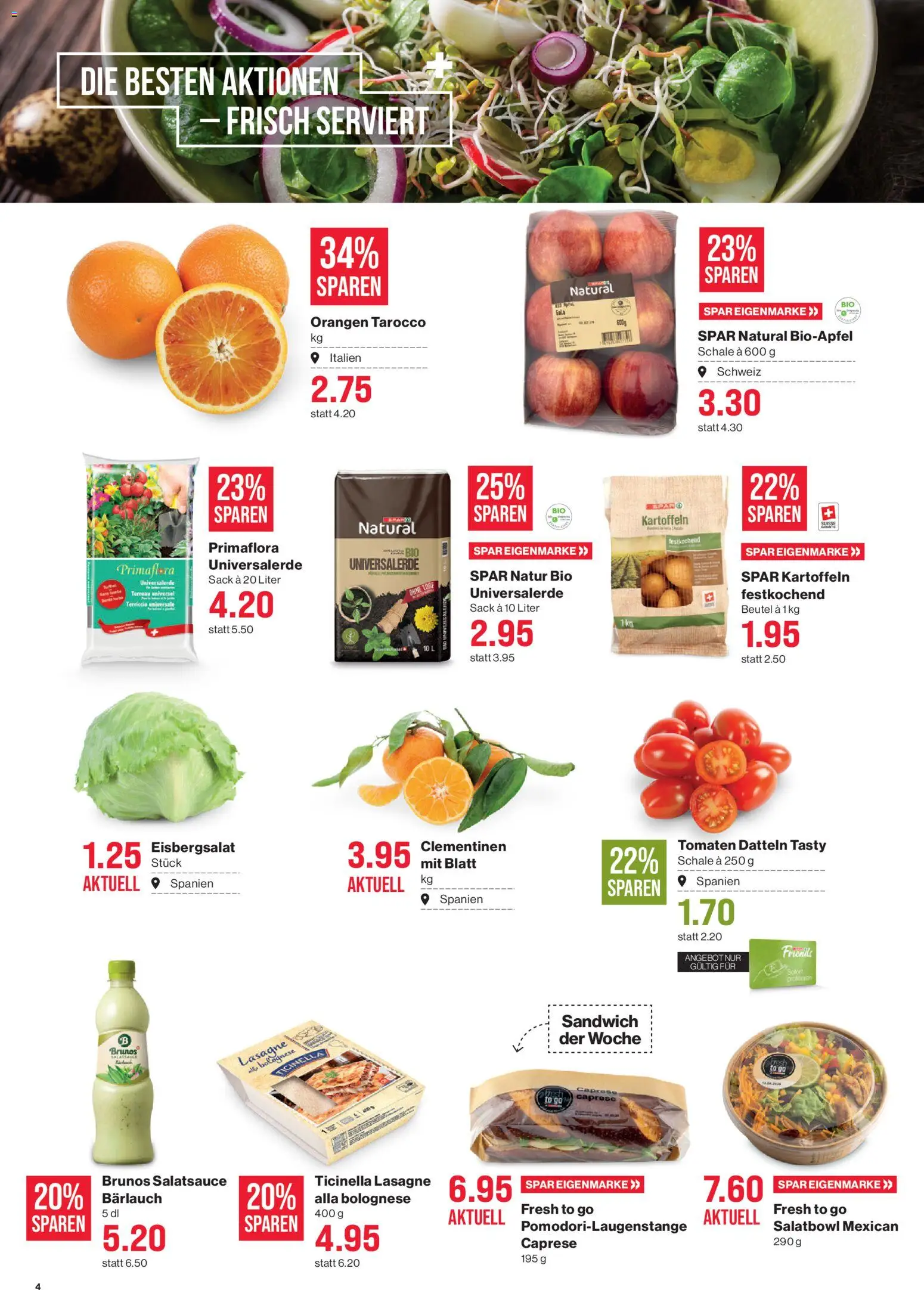 SPAR aktionen – gültig ab 12.03.2026 | Seite: 4 | Produkte: Orangen, Tomaten, Kartoffeln