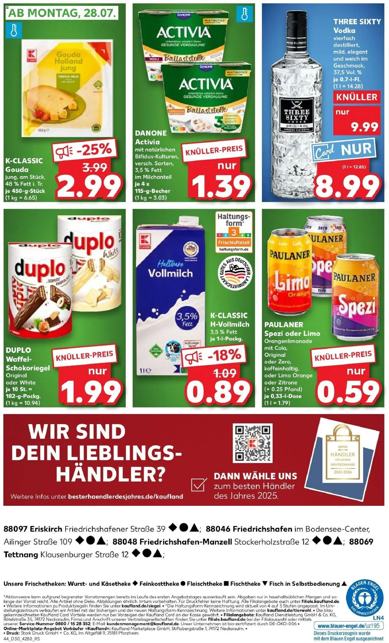Kaufland prospekt Eriskirch	 - gültig ab dem 24.07.2025 | Seite: 48 | Produkte: Gouda, Fisch, Wurst, Paulaner