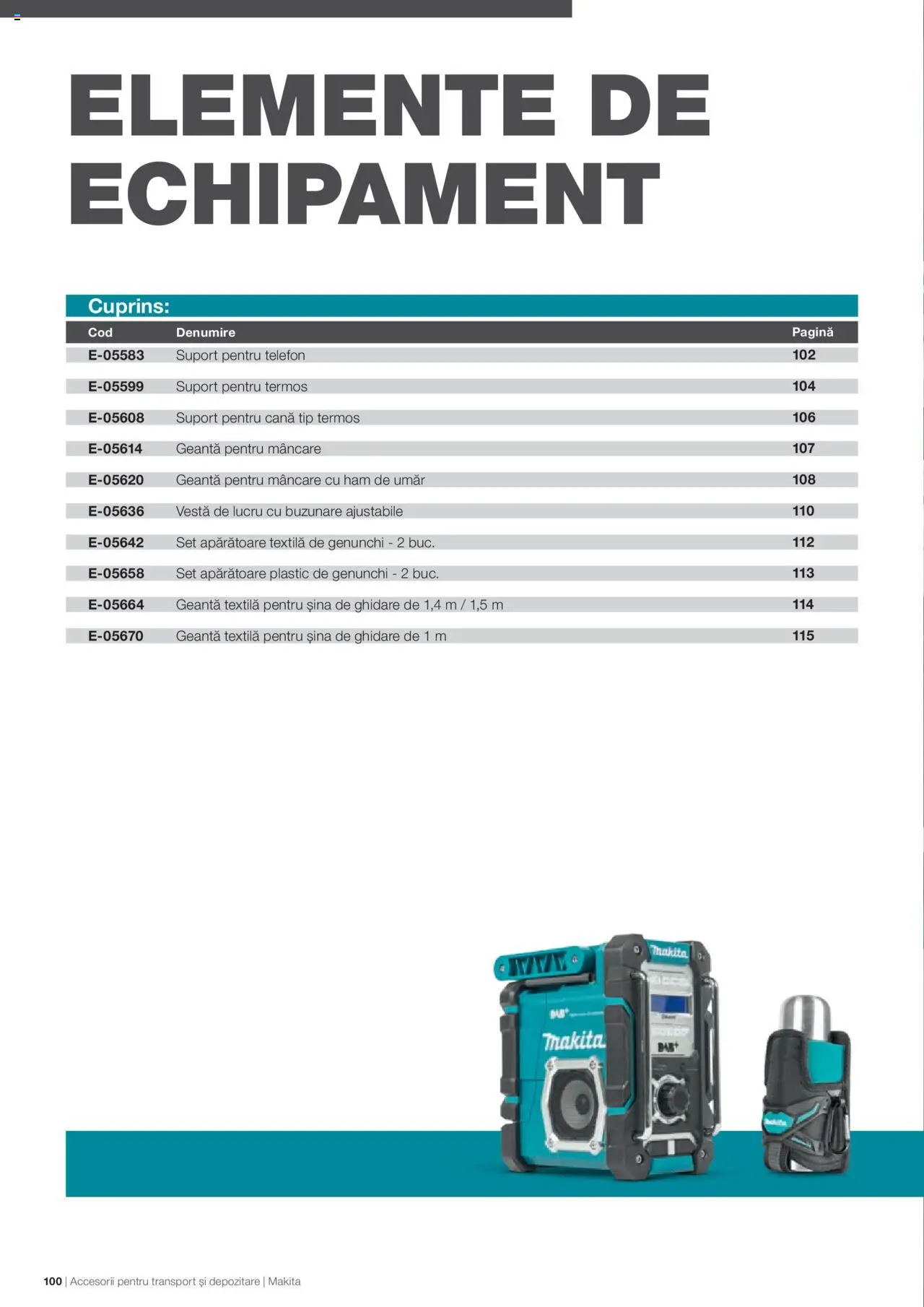 Makita catalog - Accesorii pentru transport si depozitare   – valabil de la 06.09.2021 | Pagină: 100