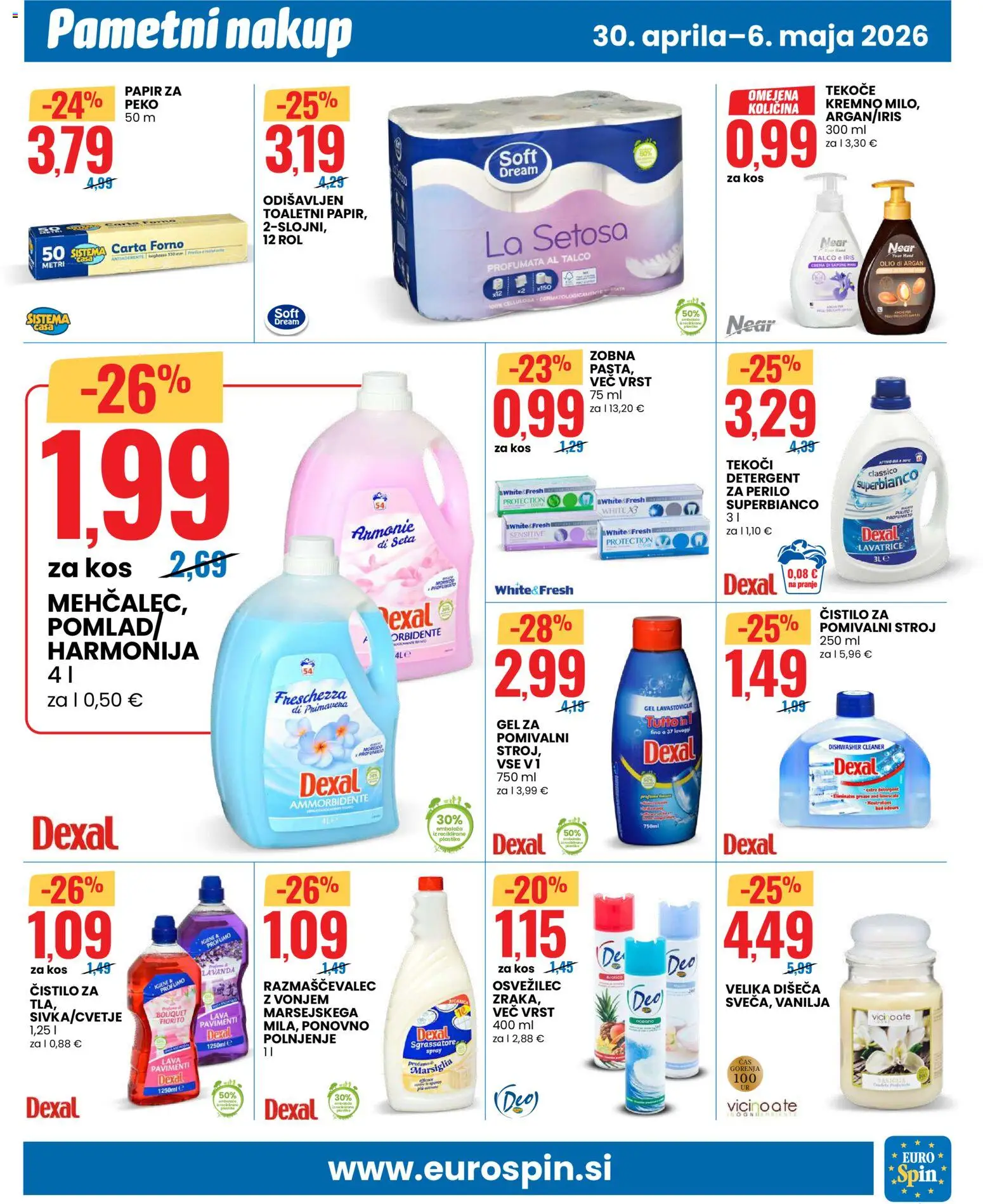 Novi Eurospin katalog ponudbe – veljaven od 30.04.2026 | Stran: 7 | Izdelki: Pomivalni stroj, Kos, Detergent, Cistilo za pomivalni stroj