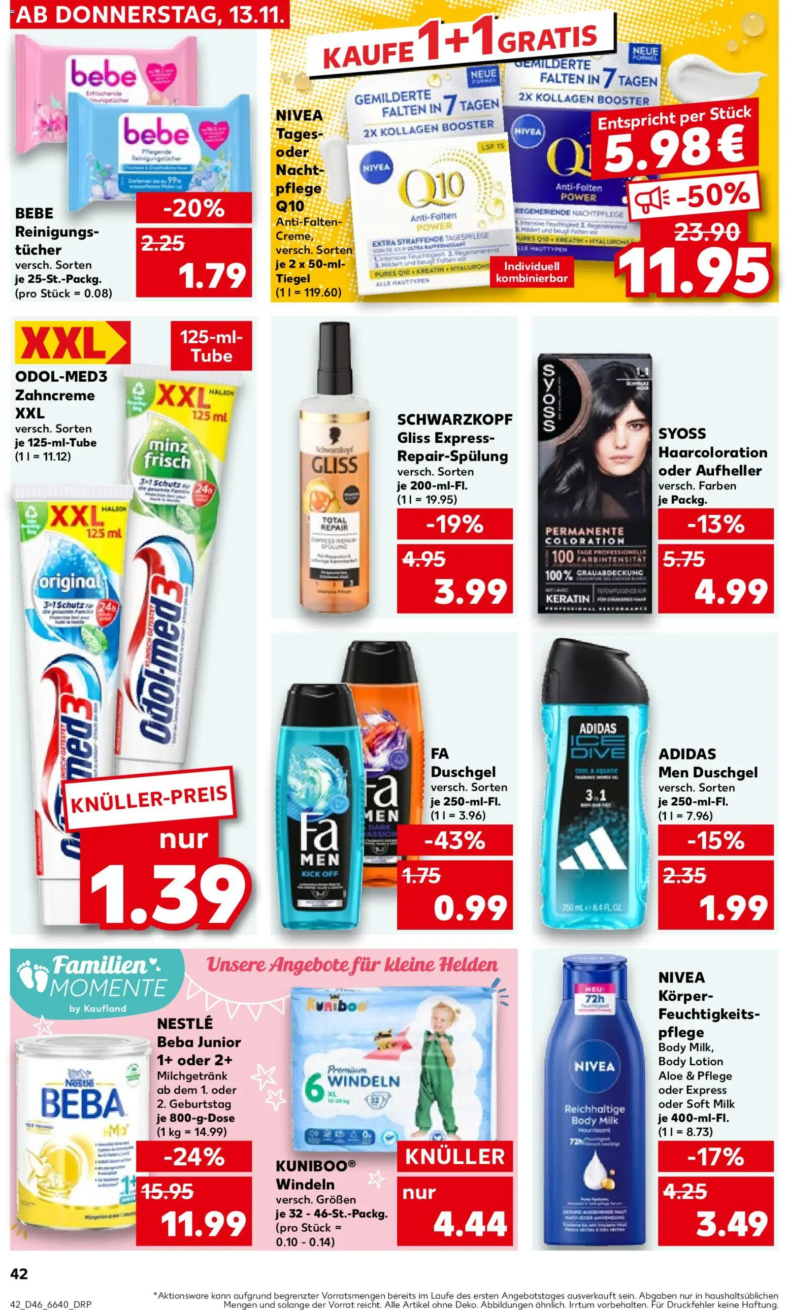 Kaufland prospekt Stuttgart	 – gültig ab 13.11.2025 | Seite: 42 | Produkte: Fa duschgel, Duschgel, Reinigungstücher, Body Lotion