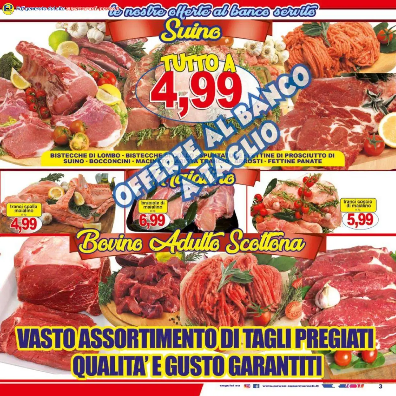 Volantino Pewex del 08.10.2025 | Pagina: 3 | Prodotti: Bovino, Suino, Prosciutto