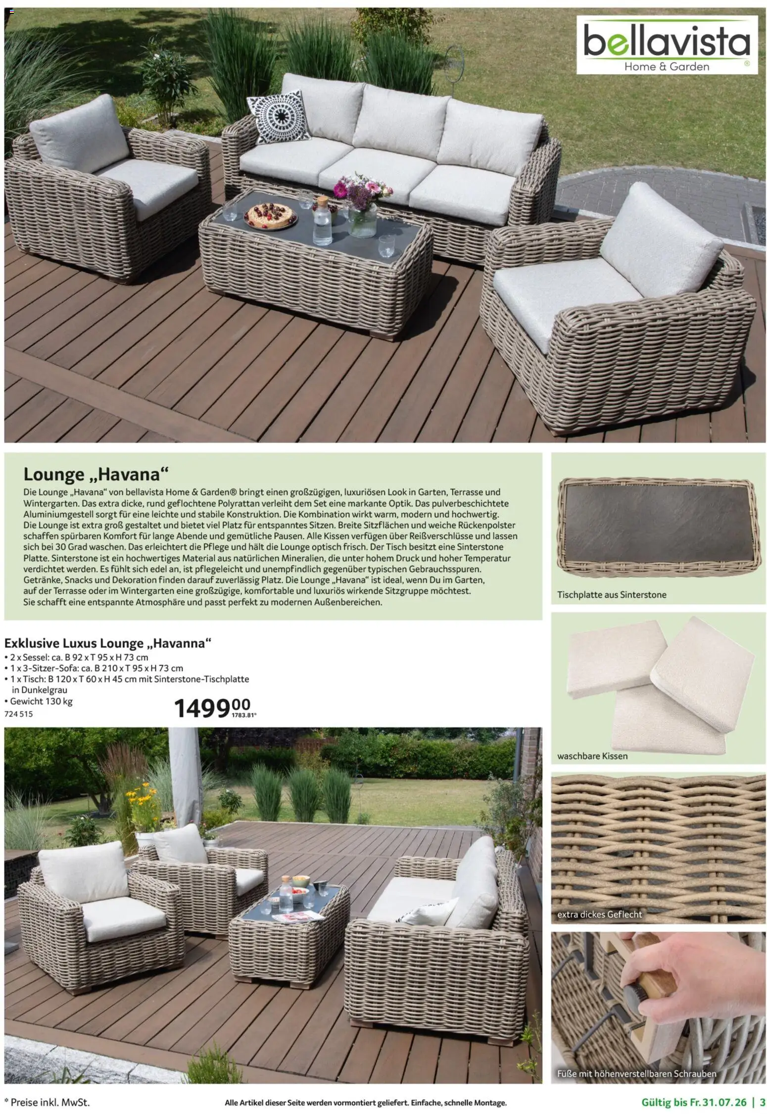 Selgros Garten Exklusiv – gültig ab 19.07.2026 | Seite: 3 | Produkte: Gewicht, Kissen, Sessel, Tisch