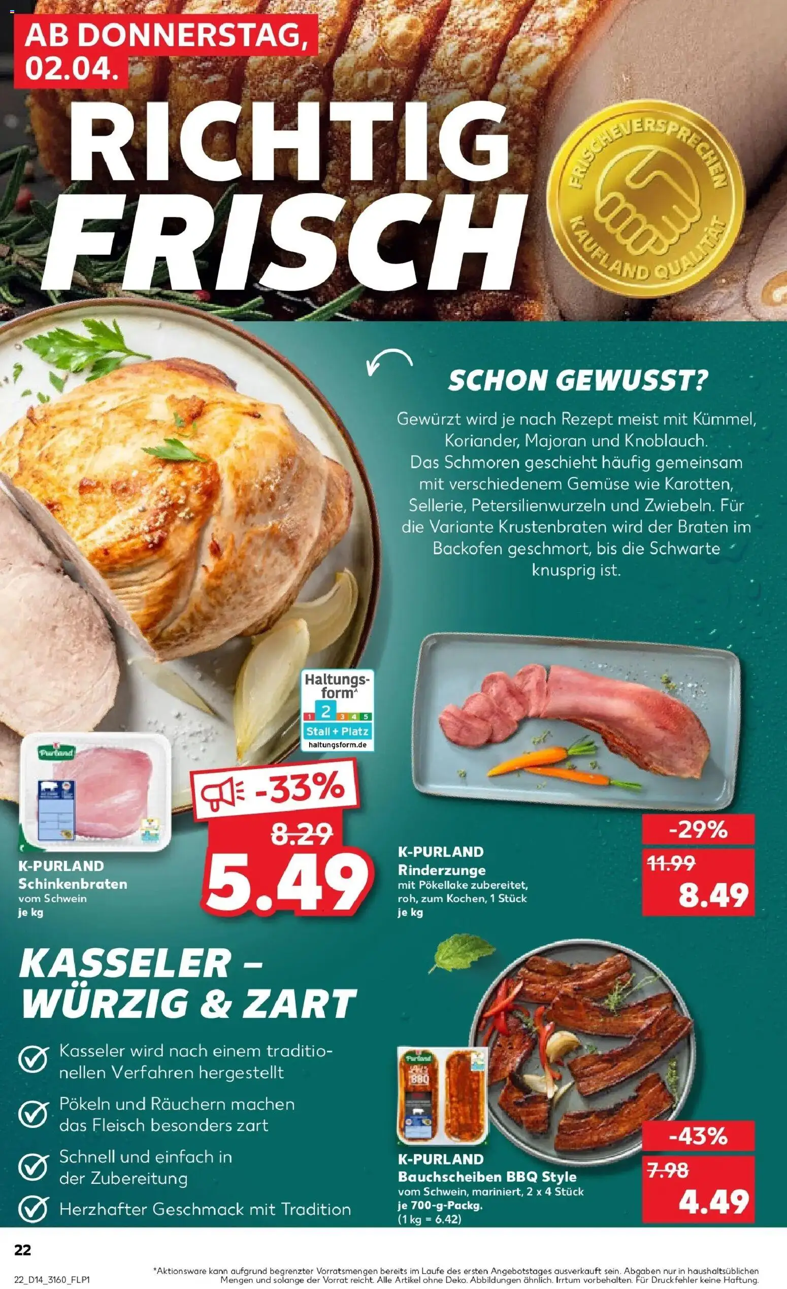 Kaufland Prospekt Schwerin	 – gültig ab 02.04.2026 | Seite: 22 | Produkte: Krustenbraten, Gemüse, Backofen, Fleisch