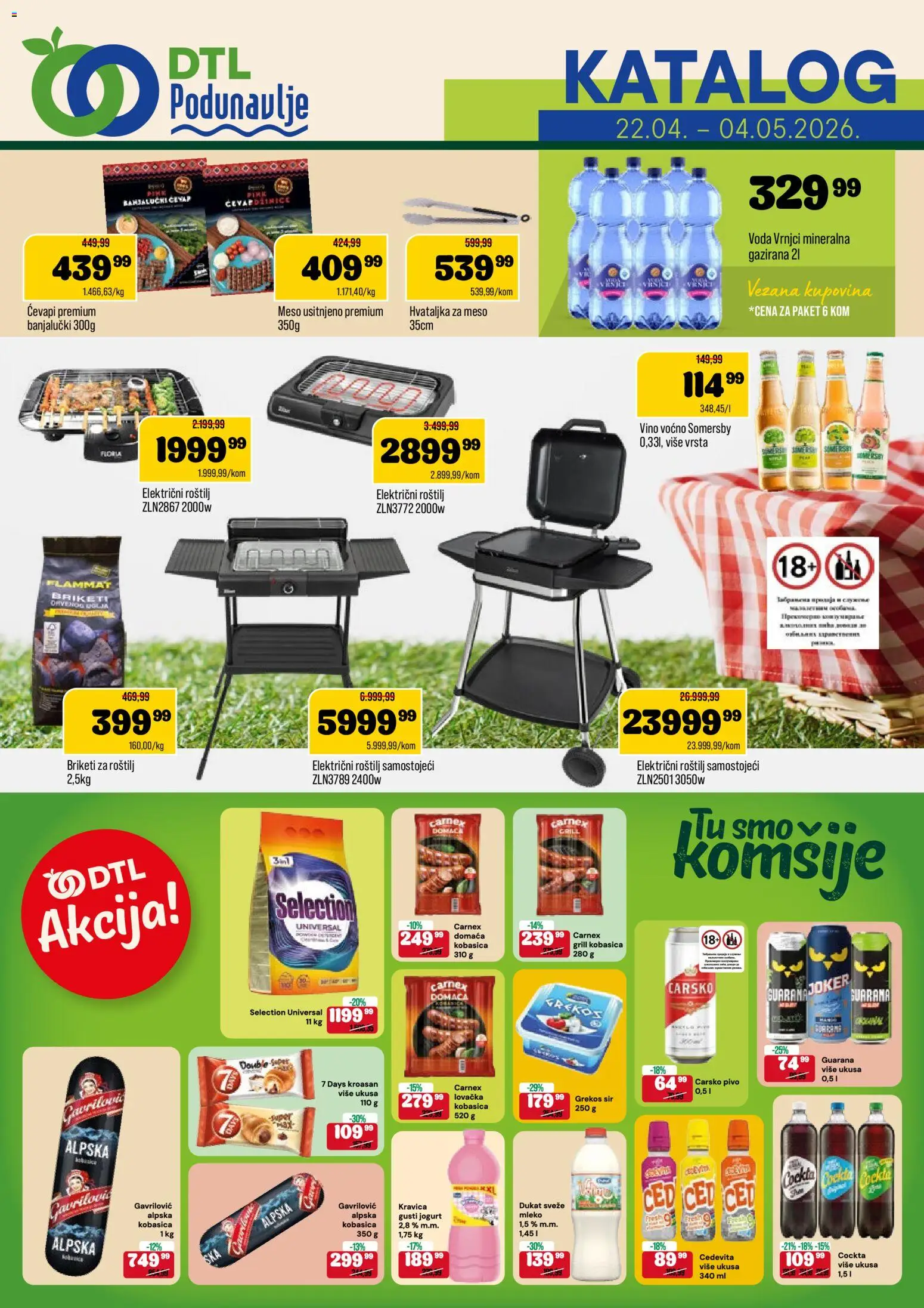 Podunavlje katalog - važi od 22.04.2026 | Strana: 1 | Proizvode: Kroasan, Voda, Somersby, Sir