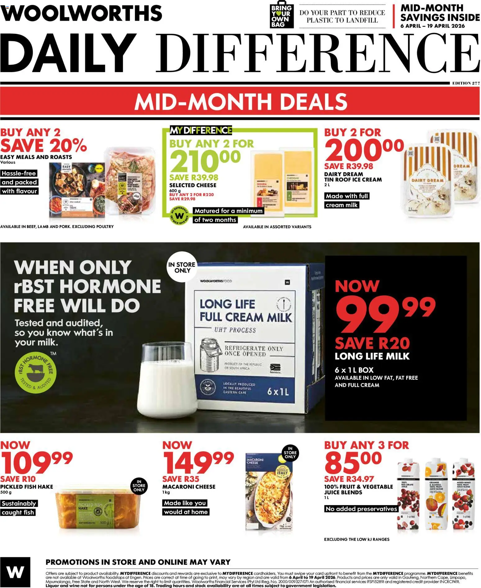 New Woolworths catalogue – valid from 06.04.2026 | Page: 8 | Products: Box, Milk, Juice, Fish