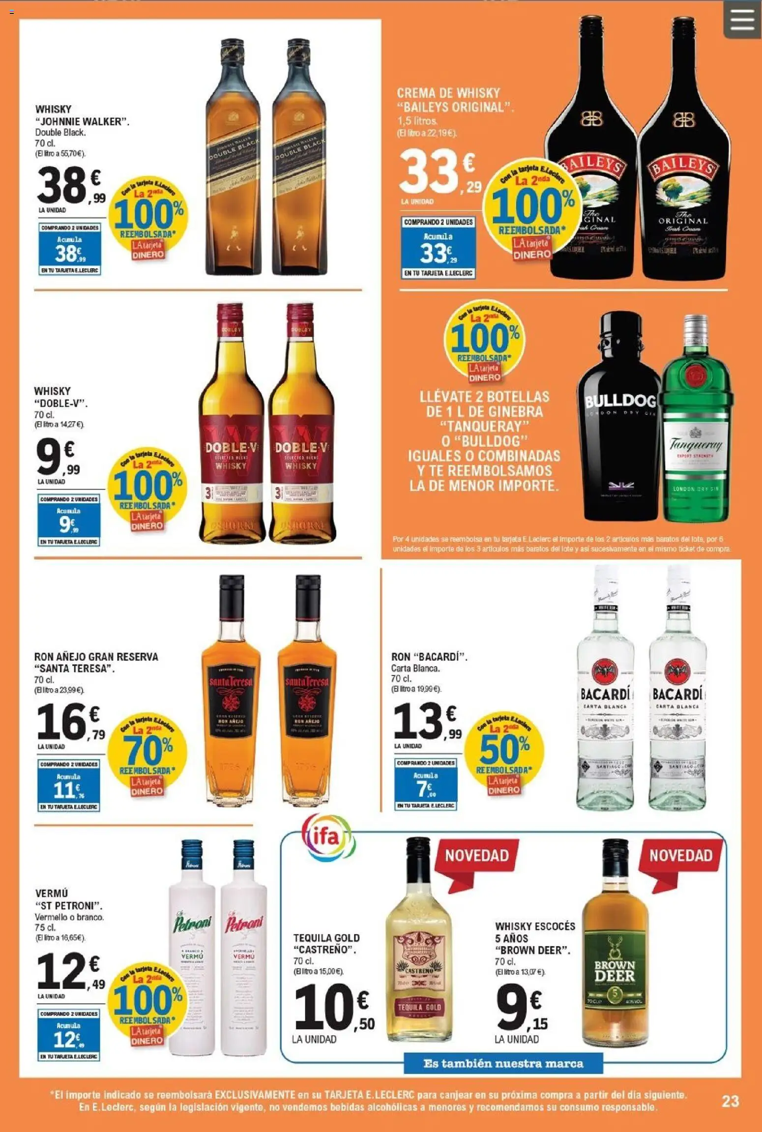 E.Leclerc folleto │ válido desde el 25.03.2026 | Página: 23 | Productos: Ginebra, Crema, Té, Whisky