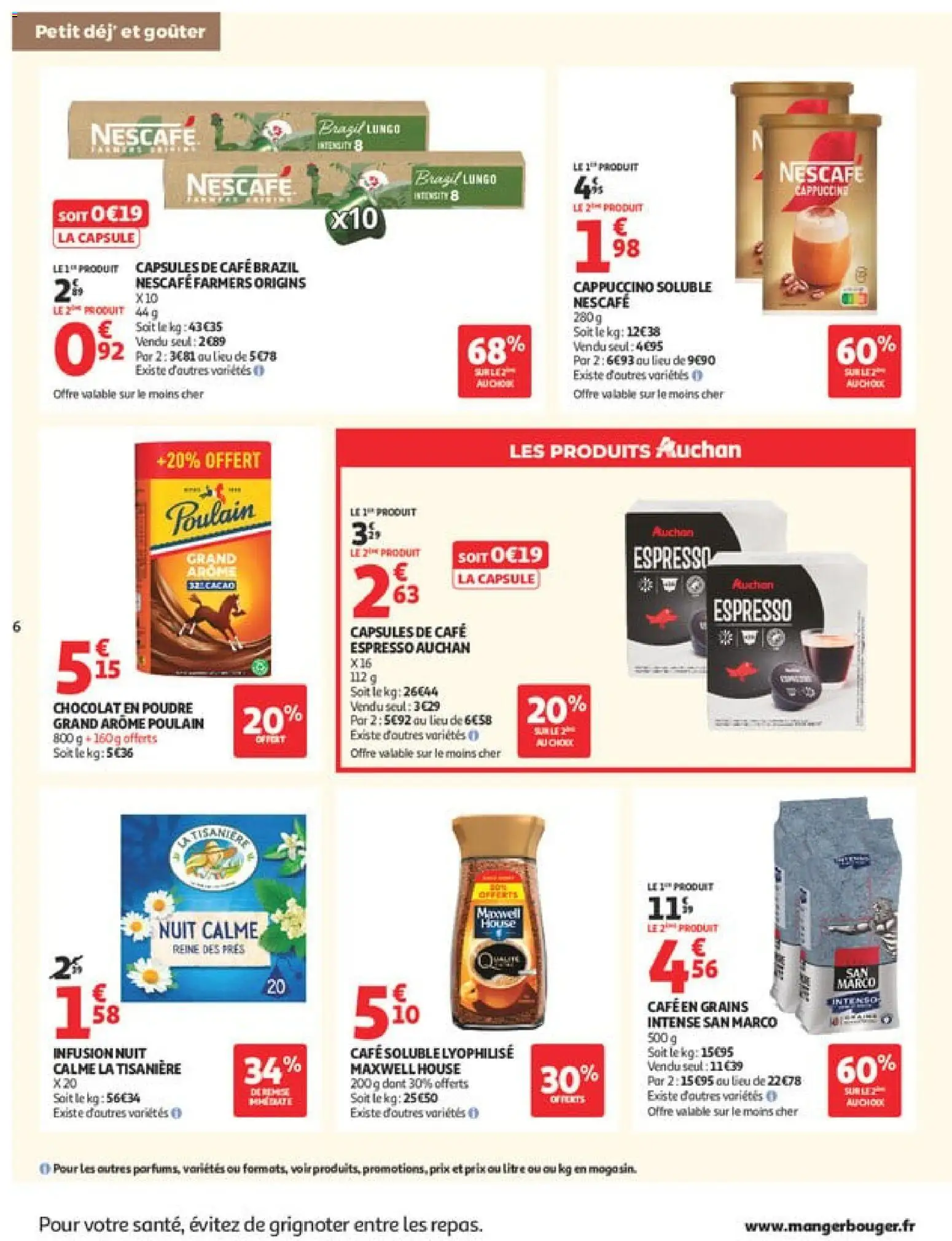 {H1} | Page: 6 | Produits: Poudre, Café soluble, Chocolat en poudre, Café