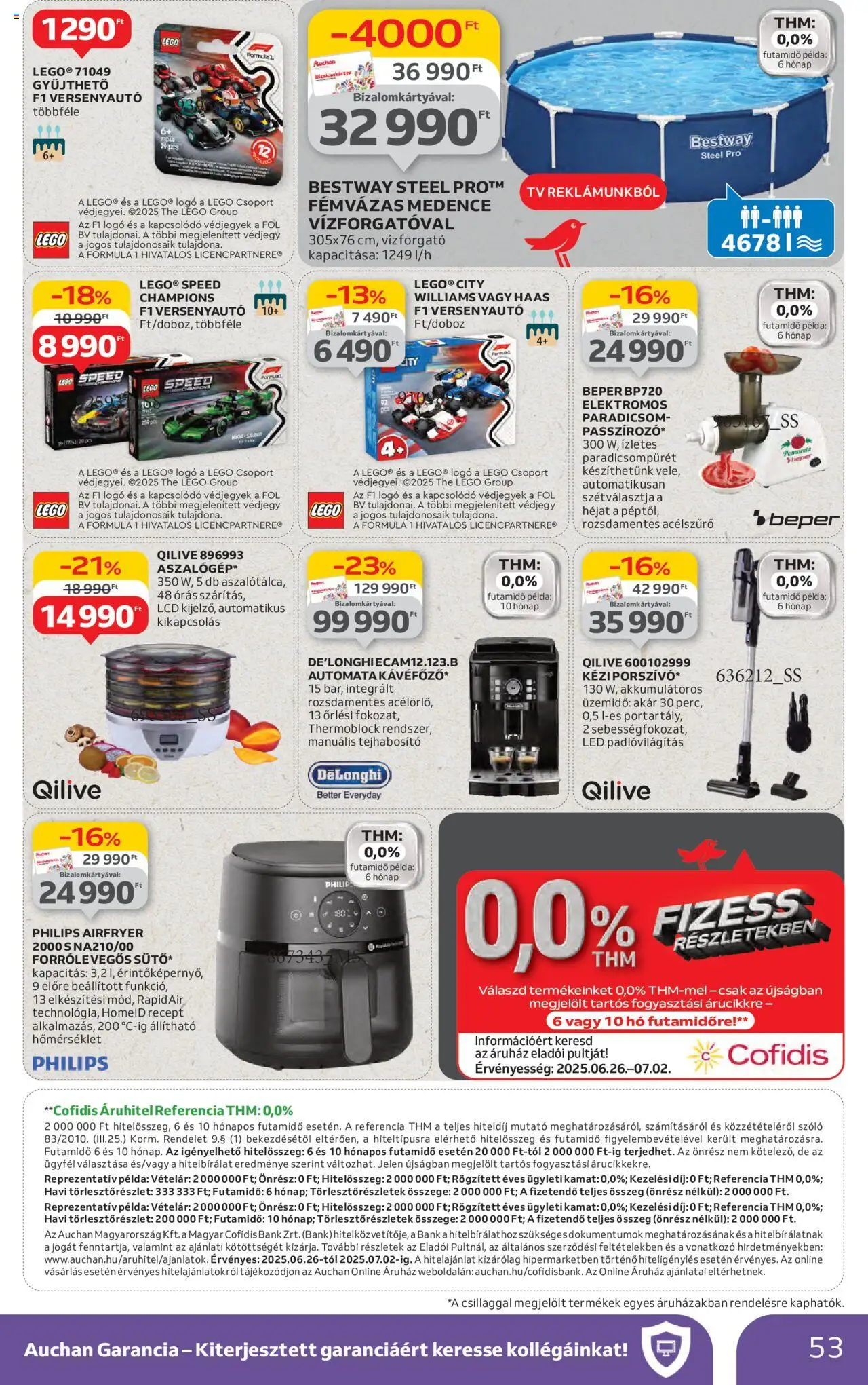 Auchan akciós ujság - amely érvényes a következő dátumtól: 26.06.2025 | Oldal: 53 | Termékek: Szőlő, TV, Medence, Paradicsom