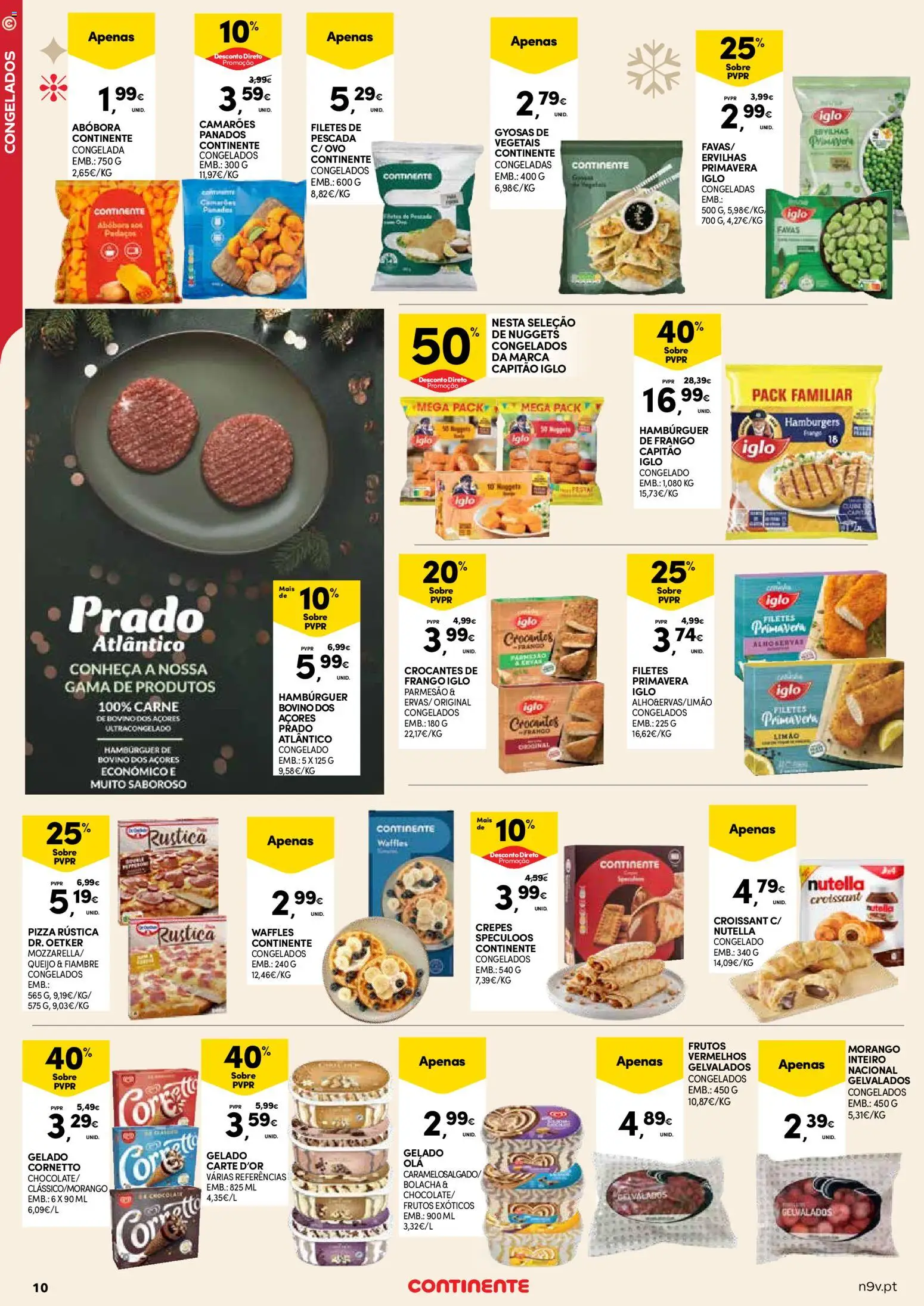 Continente - Açores: Natal │ válido de 11.12.2025 | Página: 10 | Produtos: Favas, Frango, Abóbora, Nuggets