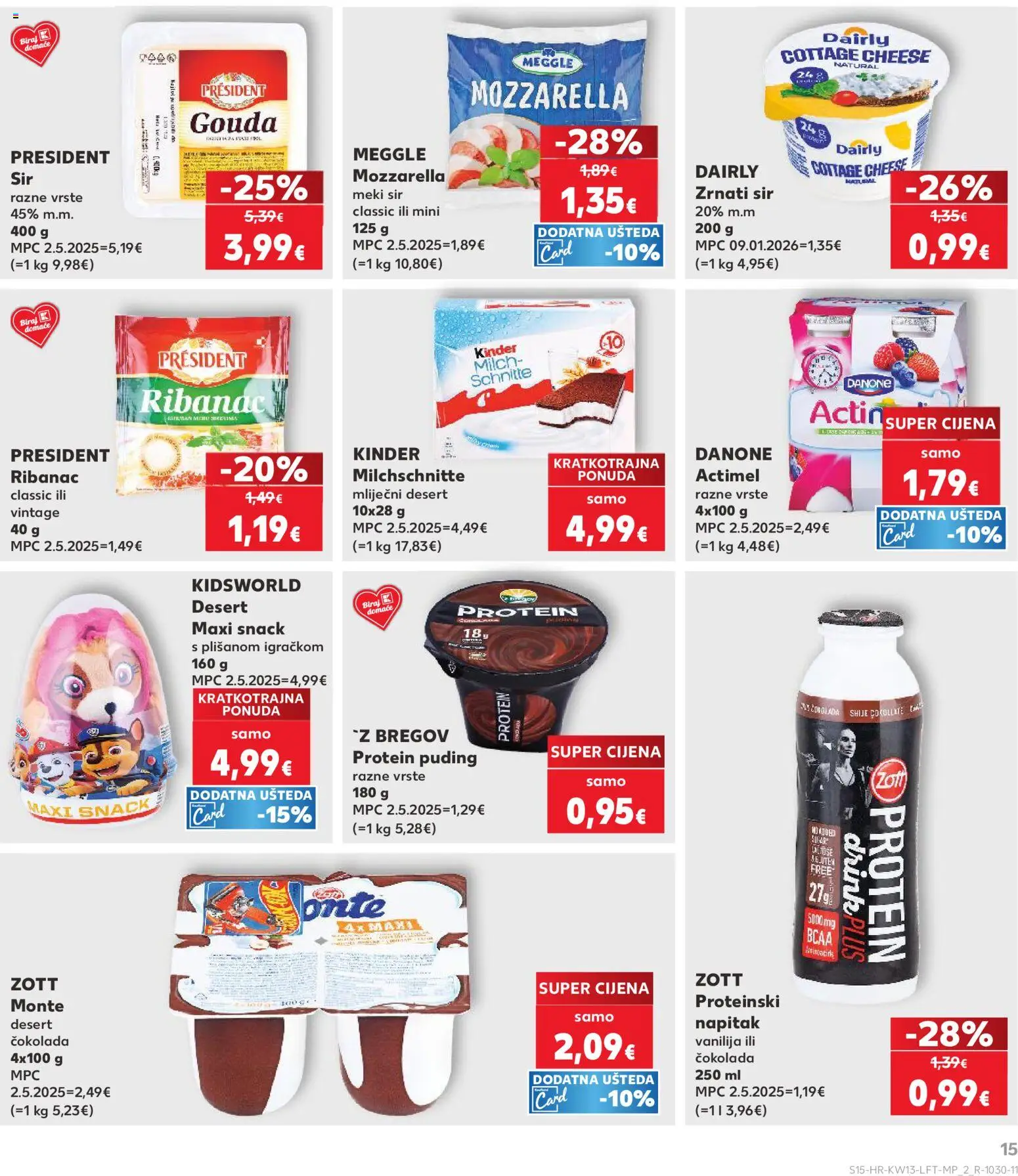 Kaufland katalog | vrijedi od 25.03.2026 | Stranica: 15 | Proizvodi: Sir, Čokolada, Puding, Gouda