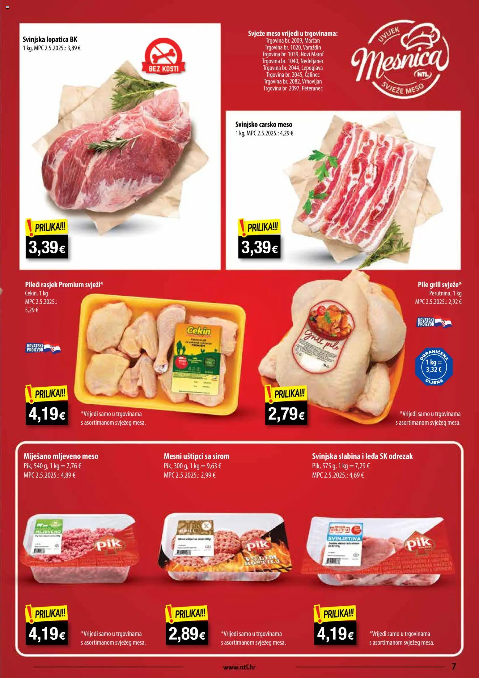 NTL katalog | vrijedi od 19.11.2025 | Stranica: 7 | Proizvodi: Svinjska lopatica, Meso, Mljeveno meso, Lopatica