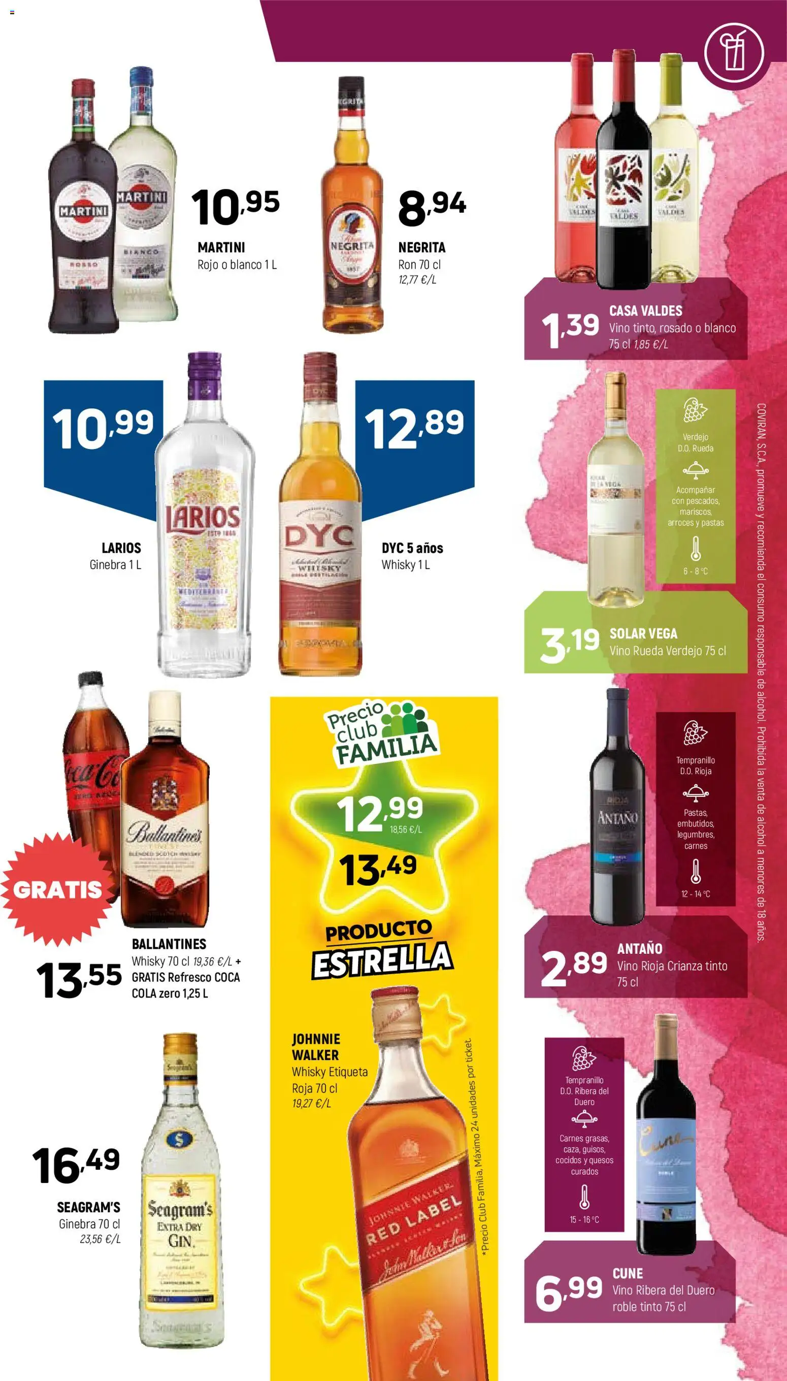 Coviran ofertas │ válido desde el 24.03.2026 | Página: 17 | Productos: Ron, Vino, Ginebra, Whisky