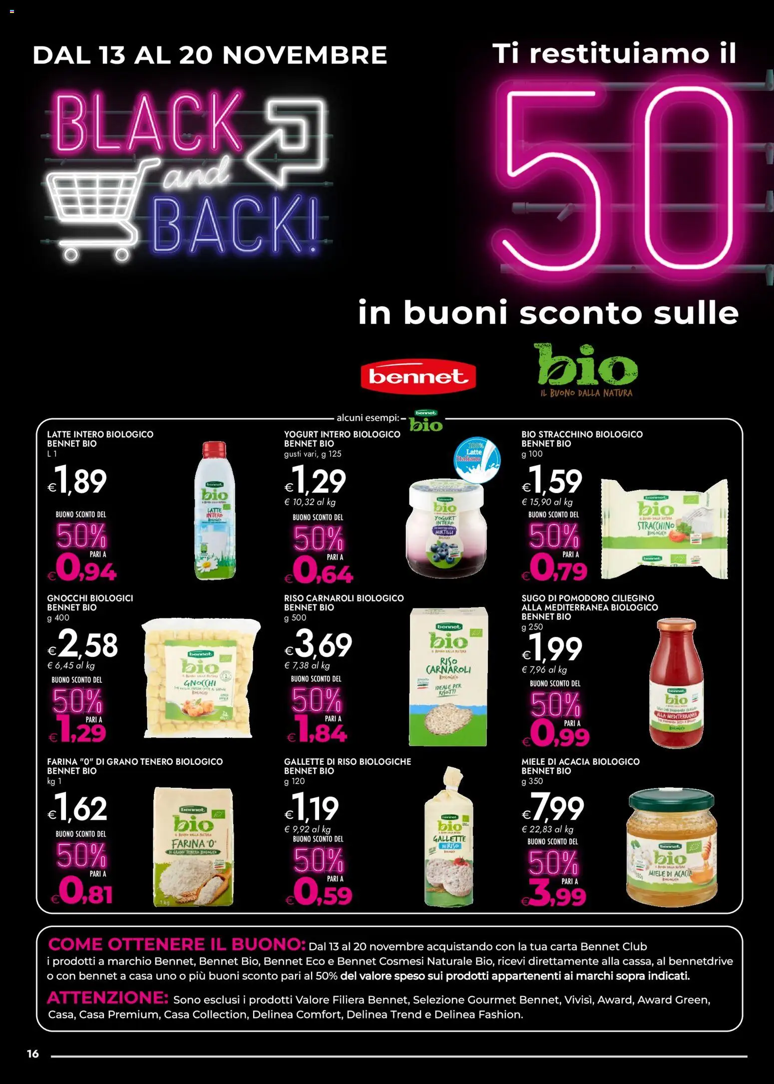 Volantino bennet del 13.11.2025 | Pagina: 16 | Prodotti: Yogurt, Gallette, Mirtilli, Sugo