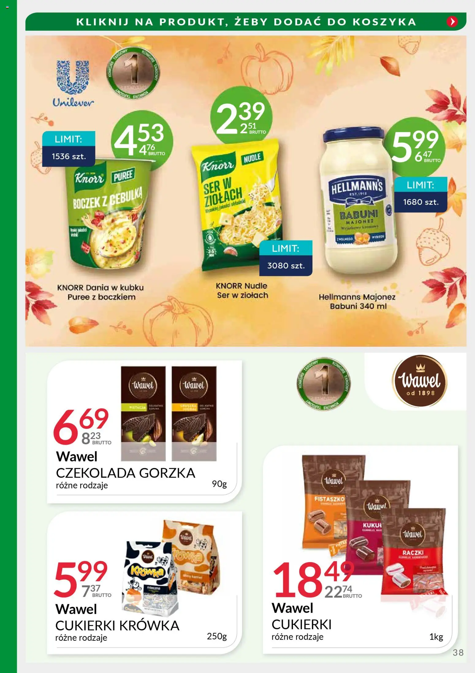 Eurocash Gazetka - Targi Jesień od 17.11.2025 | Strona: 38 | Produkty: Czekolada gorzka, Boczek, Cukierki, Majonez