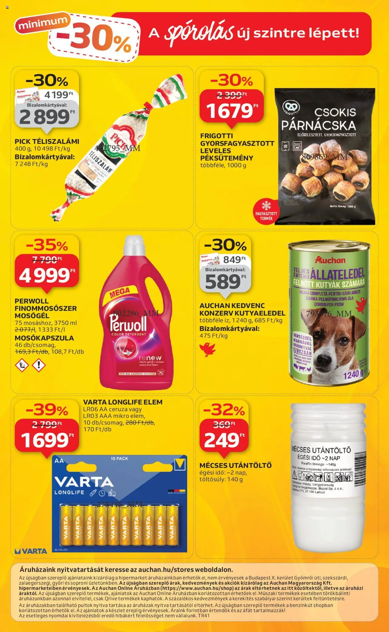 Auchan akciós ujság - amely érvényes a következő dátumtól: 09.10.2025 | Oldal: 64 | Termékek: Perwoll, Kutyaeledel, Mosókapszula, Téliszalámi