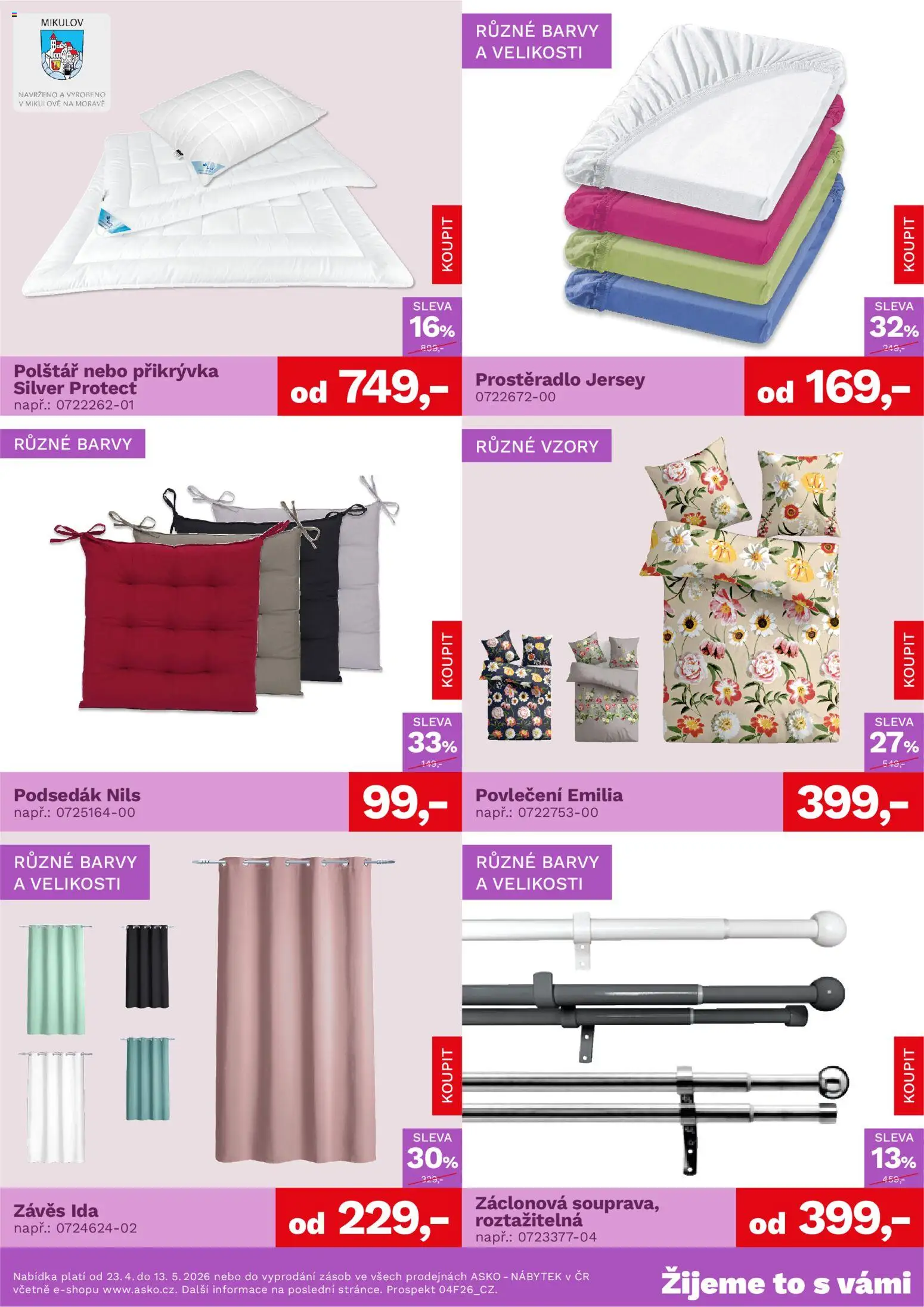 ASKO nábytek leták - Bytové doplňky od 23.04.2026 | Strana: 3 | Produkty: Povlečení, Nábytek, Polštář, Prostěradlo