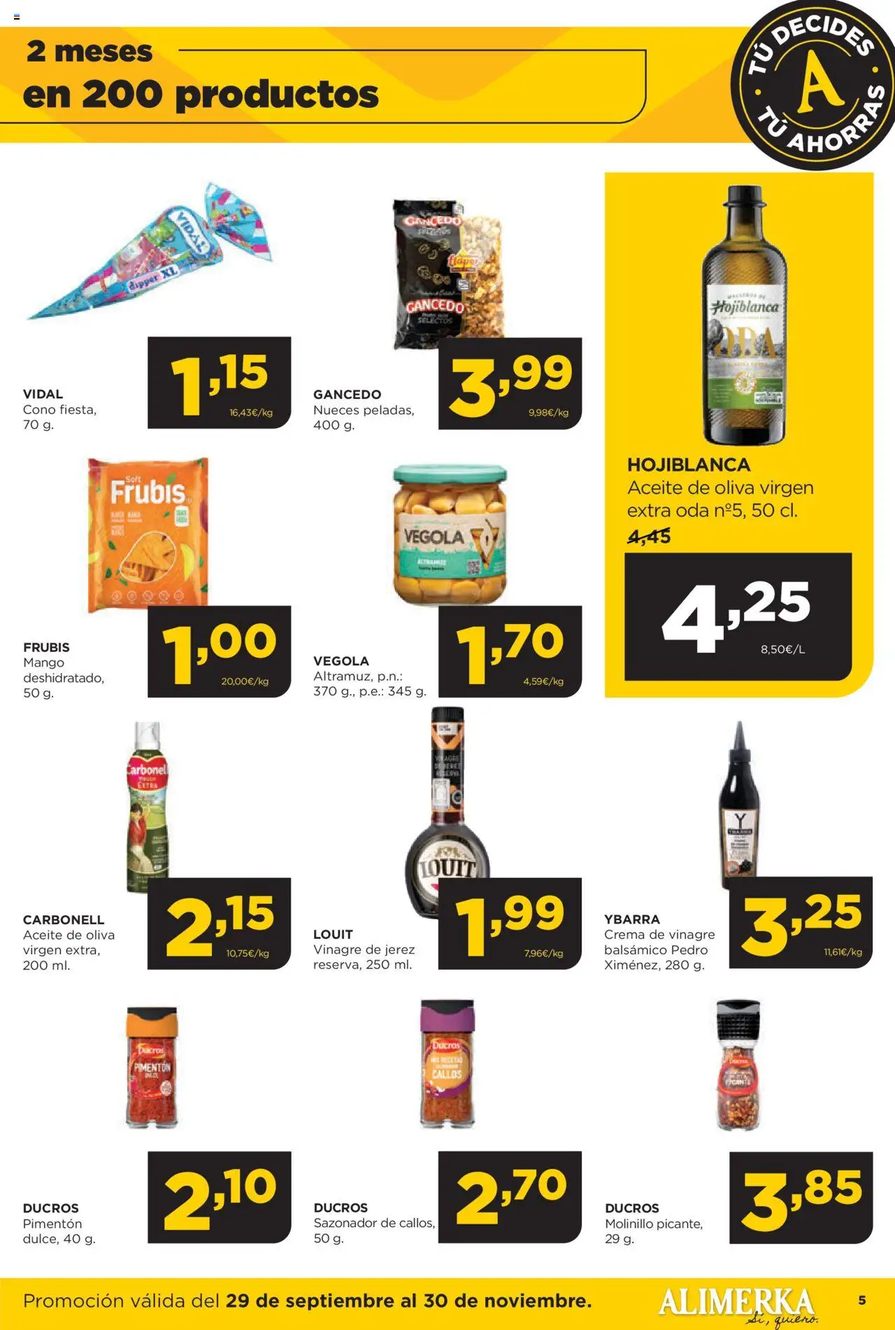 Alimerka folleto │ válido desde el 29.09.2025 | Página: 5 | Productos: Aceite, Crema, Aceite de oliva virgen extra, Δεξαμενή