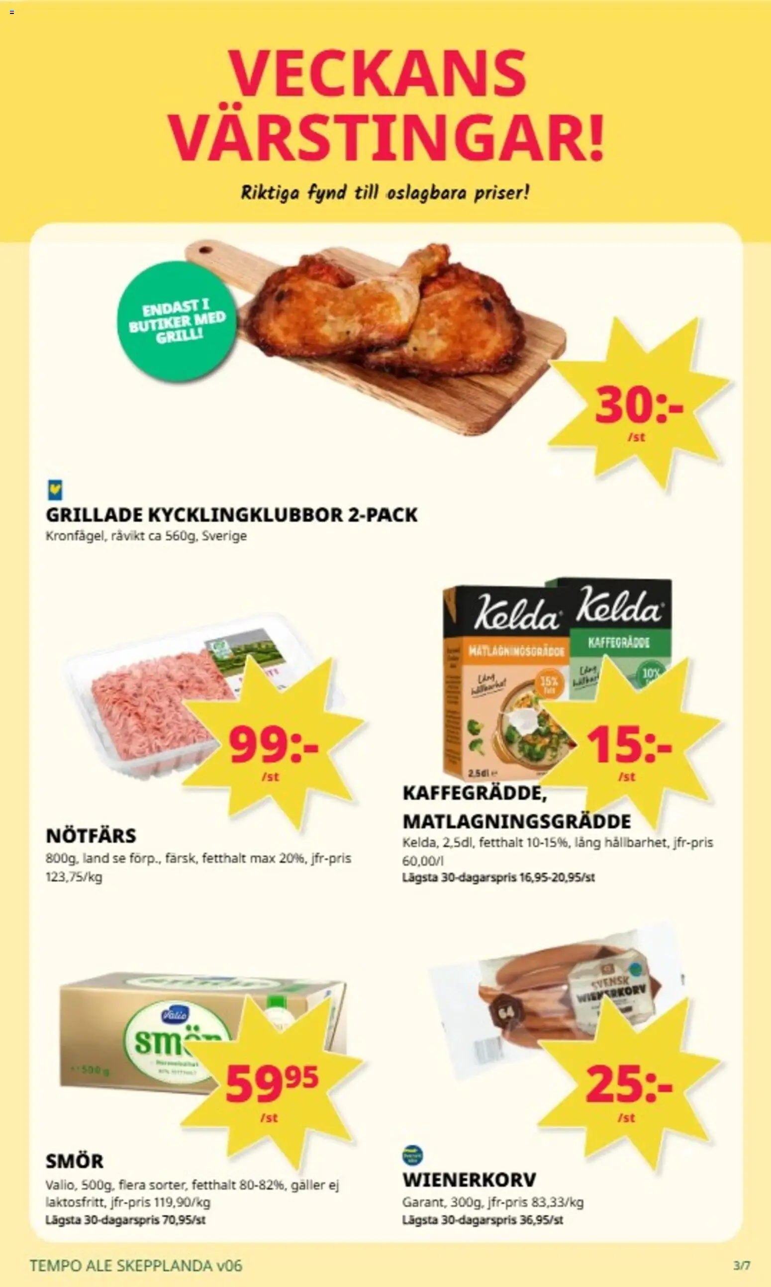 Tempo reklamblad aktuell från 02.02.2026 | Sida: 3 | Produkter: Grill, Galler, Smör, Matlagningsgrädde