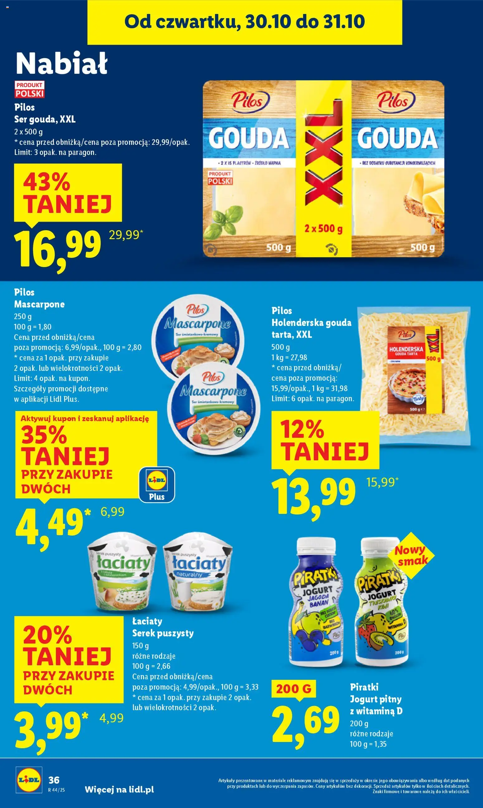 Lidl Gazetka od 30.10.2025 | Strona: 38 | Produkty: Cream cheese, Jogurt pitny, Mascarpone, Ser