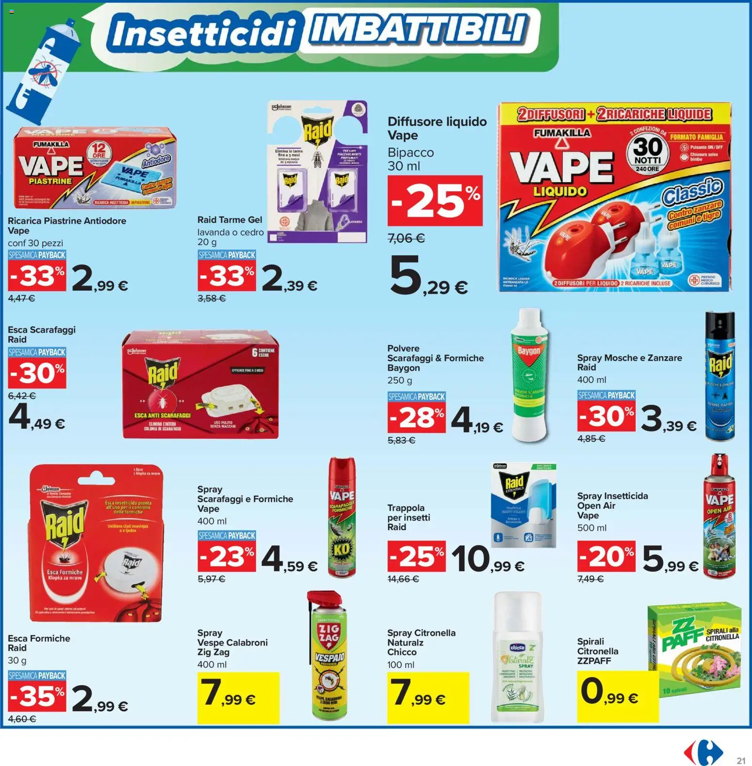 Volantino Carrefour del 21.04.2026 | Pagina: 21 | Prodotti: Citronella, Lavanda, Insetticida