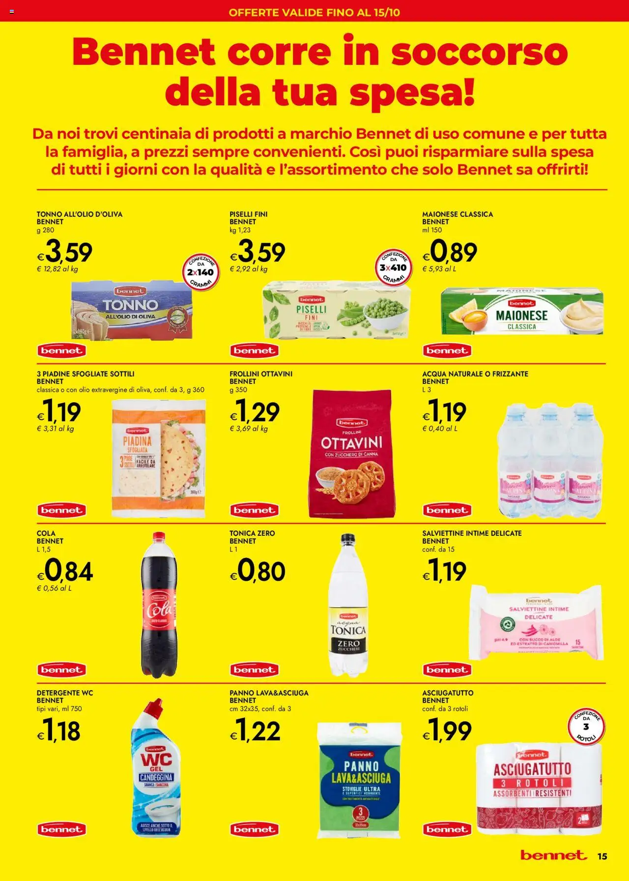 Volantino bennet del 02.10.2025 | Pagina: 15 | Prodotti: Detergente, Maionese, Zucchero, Asciugatutto