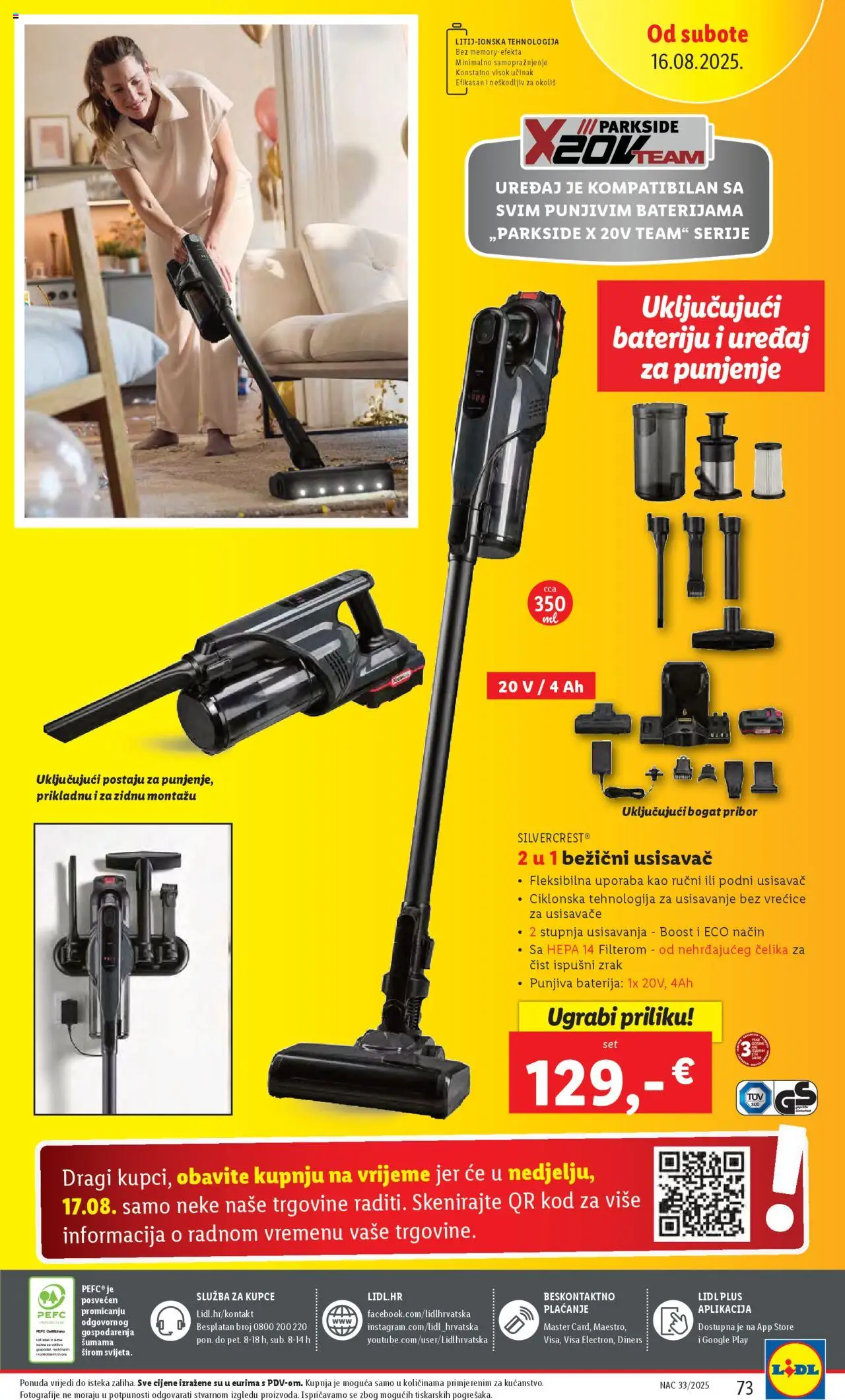 Lidl katalog | vrijedi od 11.08.2025 | Stranica: 73 | Proizvodi: Usisavač, Baterija
