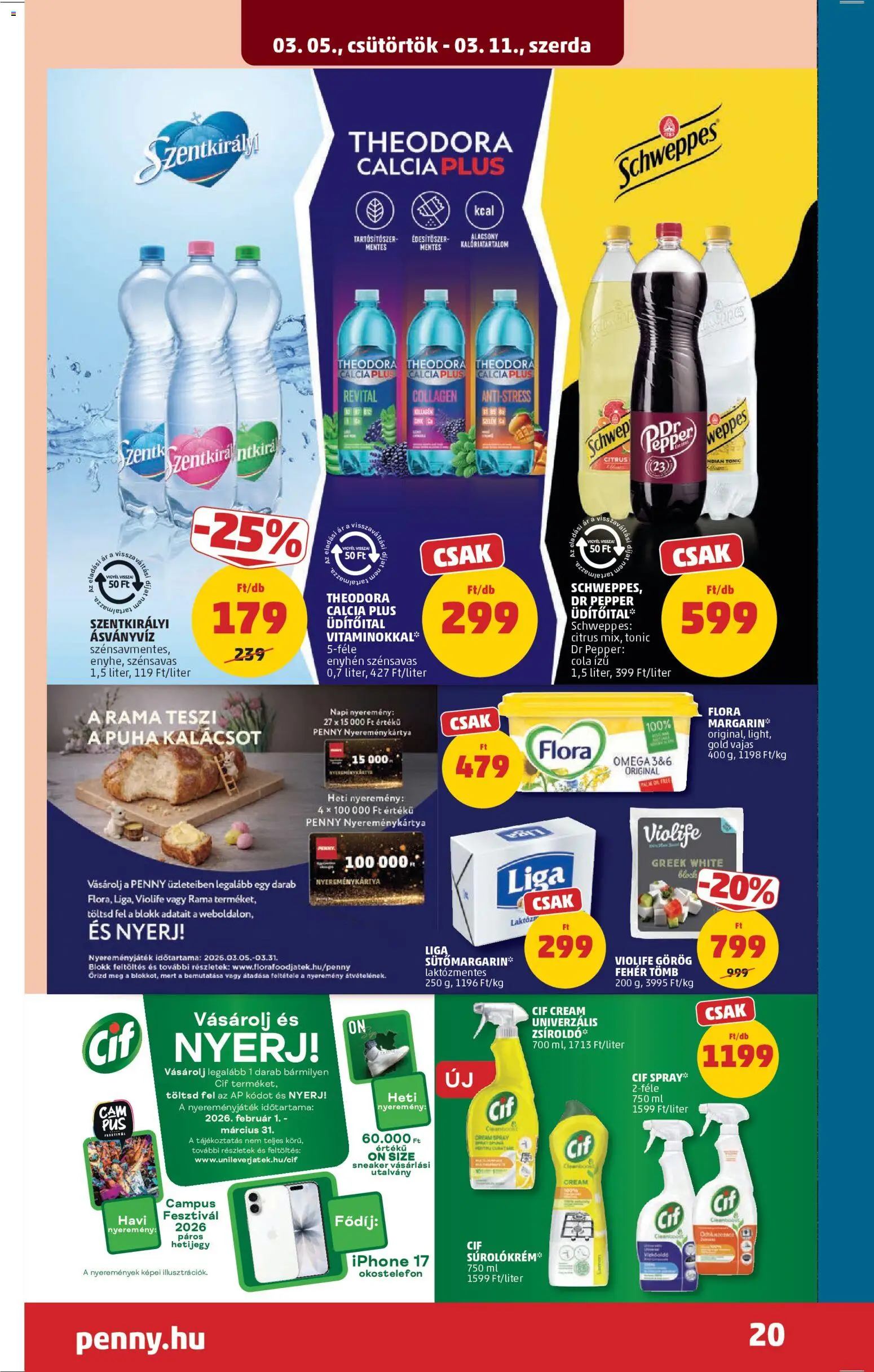 PENNY akciós ujság - amely érvényes a következő dátumtól: 05.03.2026 | Oldal: 24 | Termékek: Iphone, Cola, Ásványvíz, Vegán