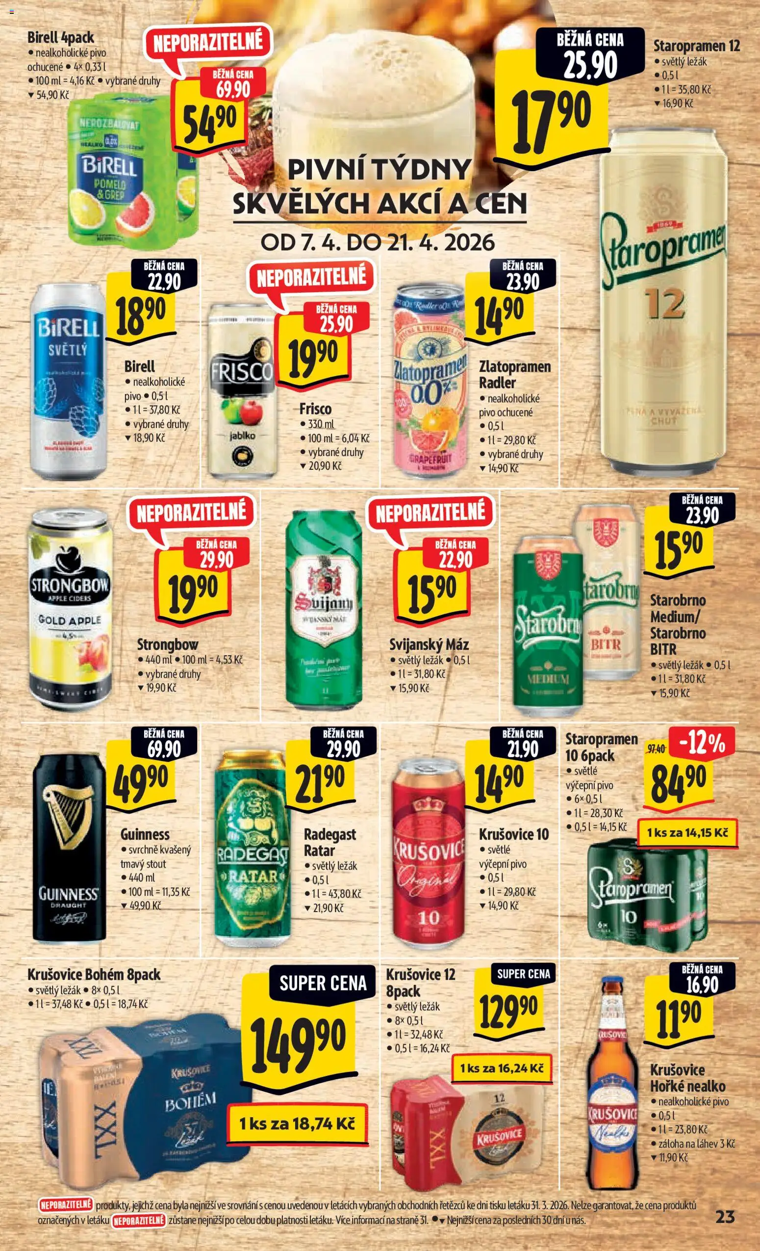 Albert leták - Hypermarket od 07.04.2026 | Strana: 33 | Produkty: Zlatopramen, Krušovice, Krušovice 12, Láhev