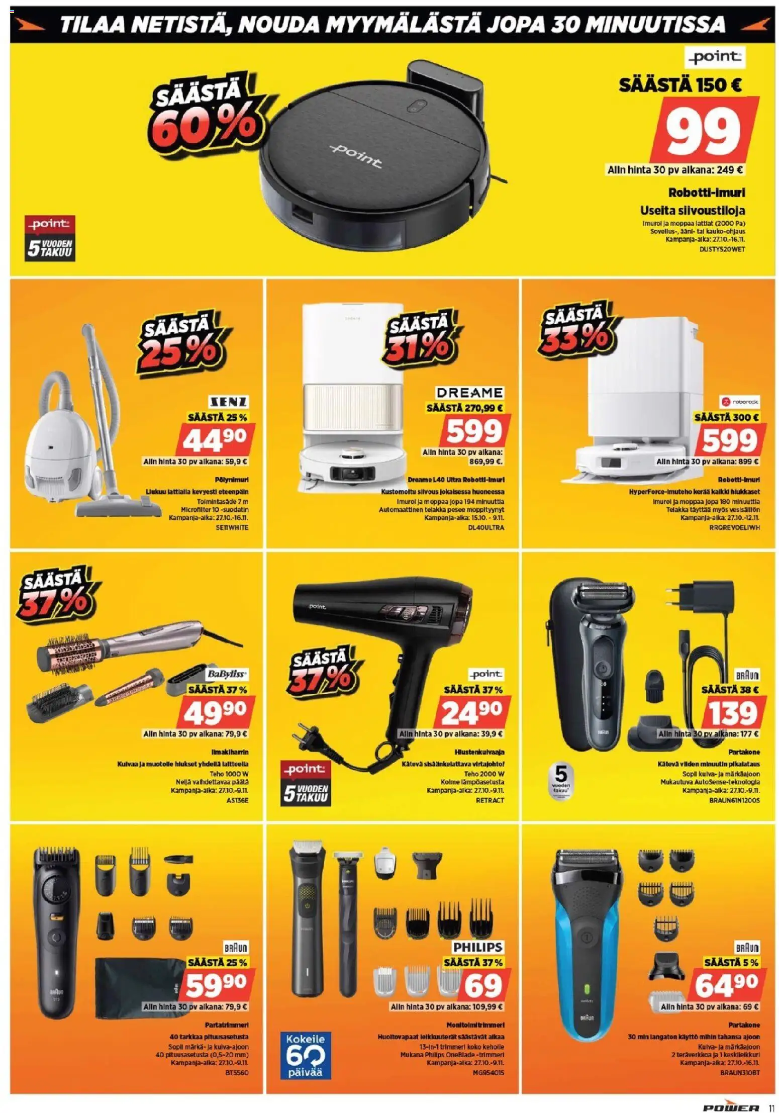 Power tarjoukset – voimassa 03.11.2025 alkaen | Sivu: 11 | Tuotteet: Partakone, Trimmeri