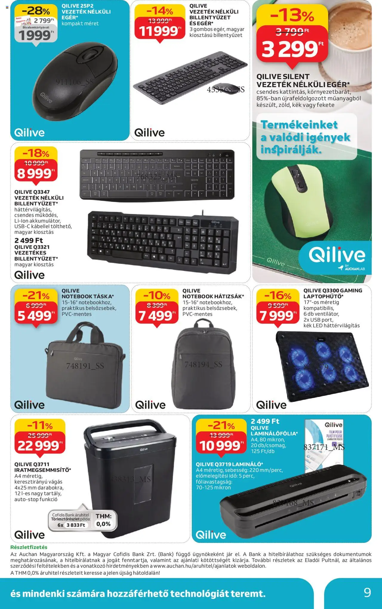 Auchan akciós ujság - amely érvényes a következő dátumtól: 09.10.2025 | Oldal: 9 | Termékek: Billentyűzet, USB, Lamináló