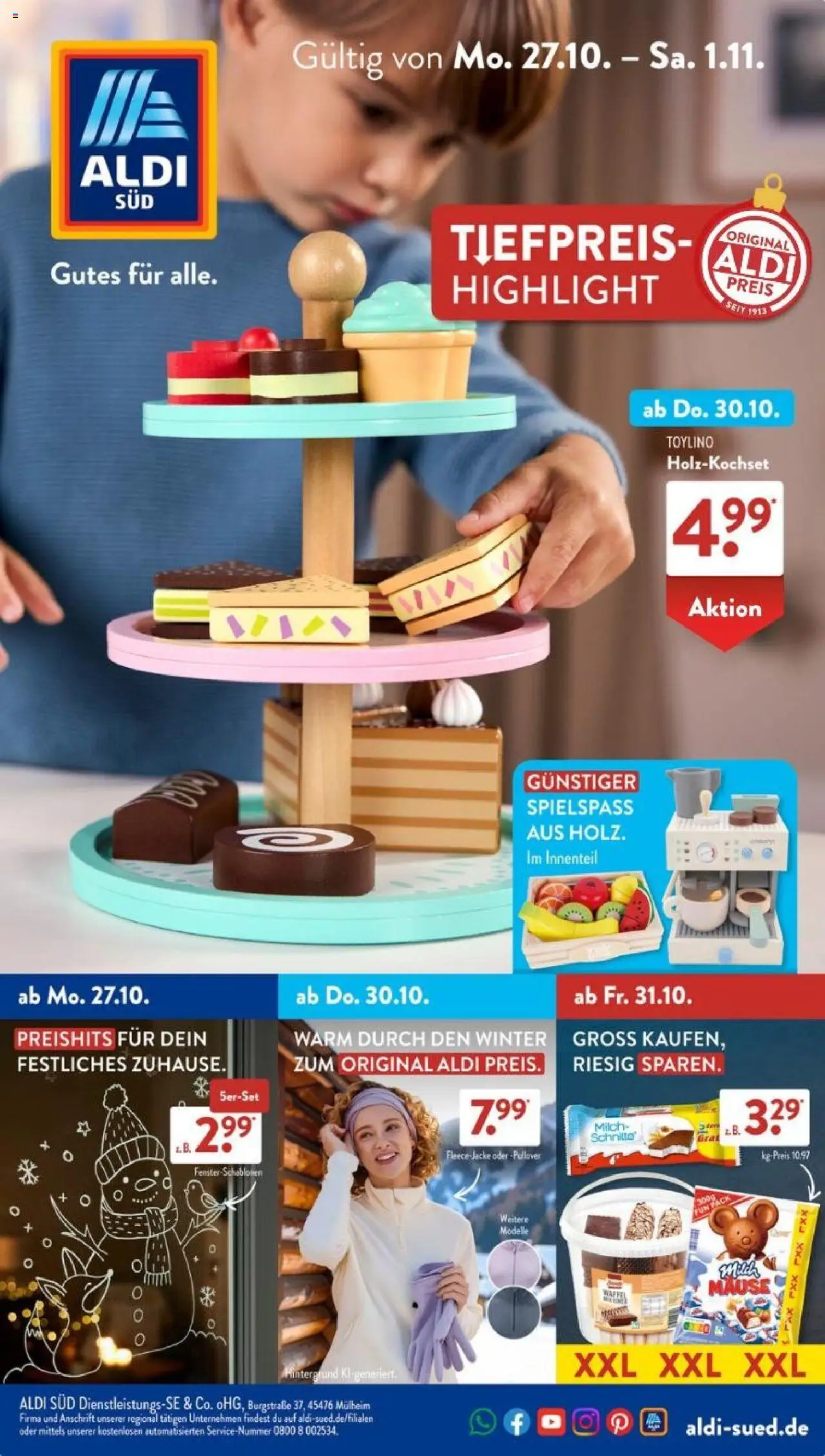 Aldi Süd Prospekt 	 – gültig ab 27.10.2025 | Seite: 1 | Produkte: Milch, Grat, Pullover, Maus